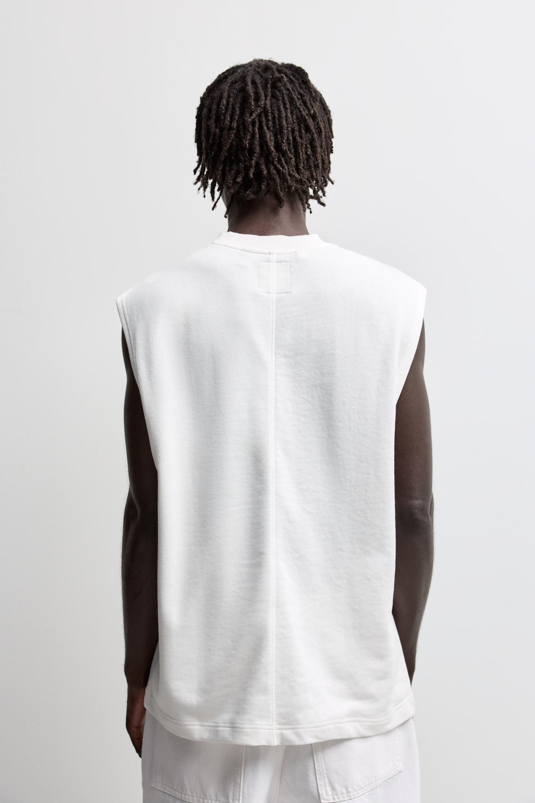 Printed sleeveless sweatshirt — WHITE