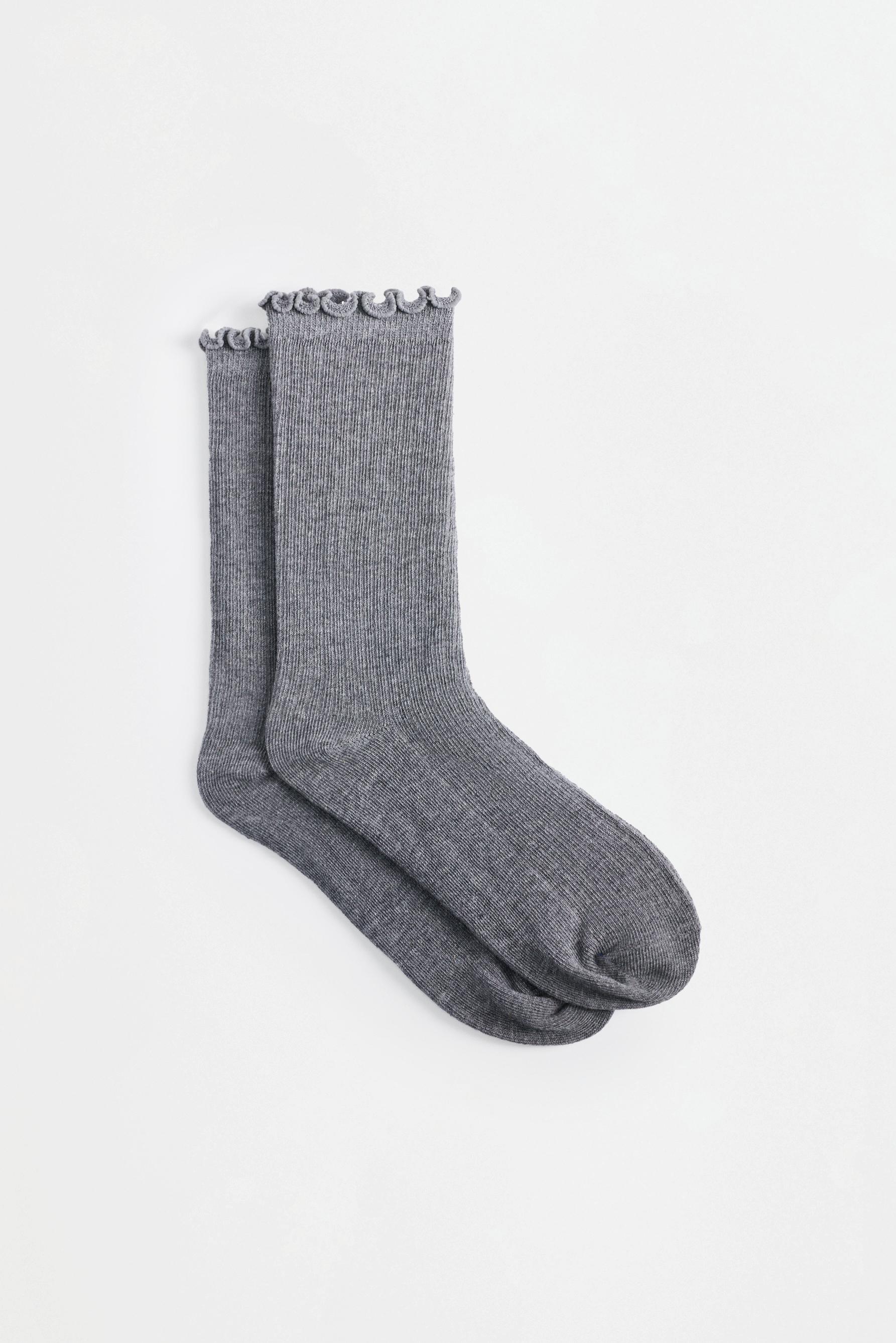 Ribbed long socks (3-pack) — MEDIUM GREY