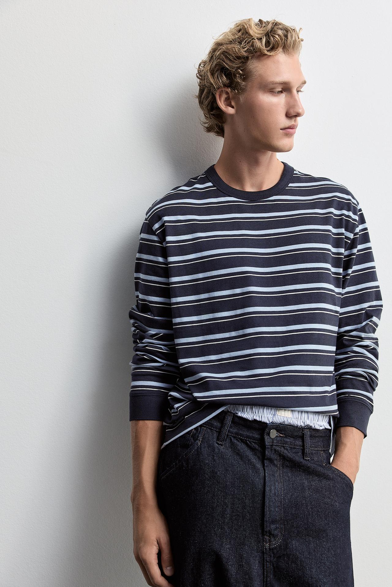 Medium jersey striped T-shirt — DARK NAVY