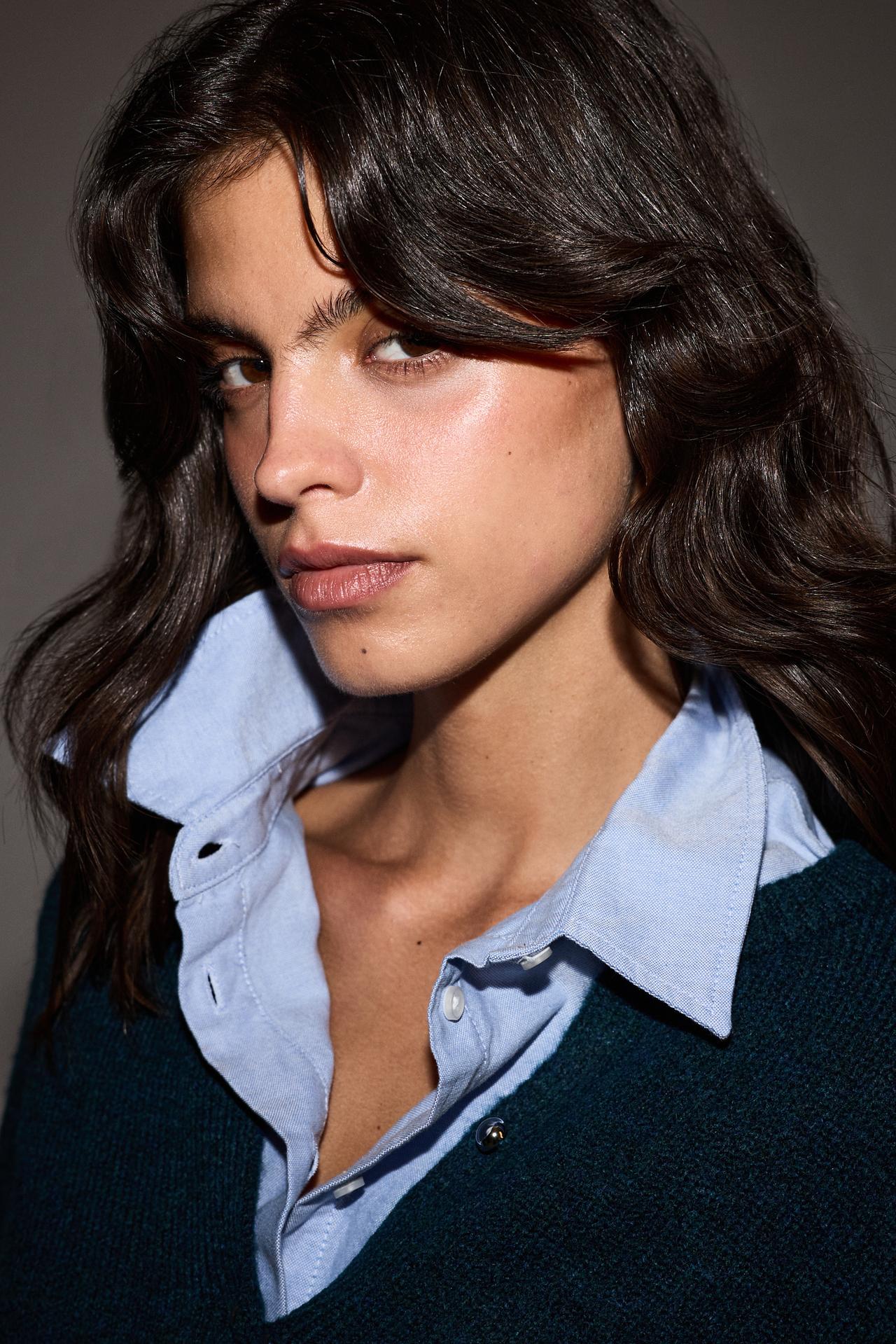 Round neck knit jacket — EMERALD GREEN