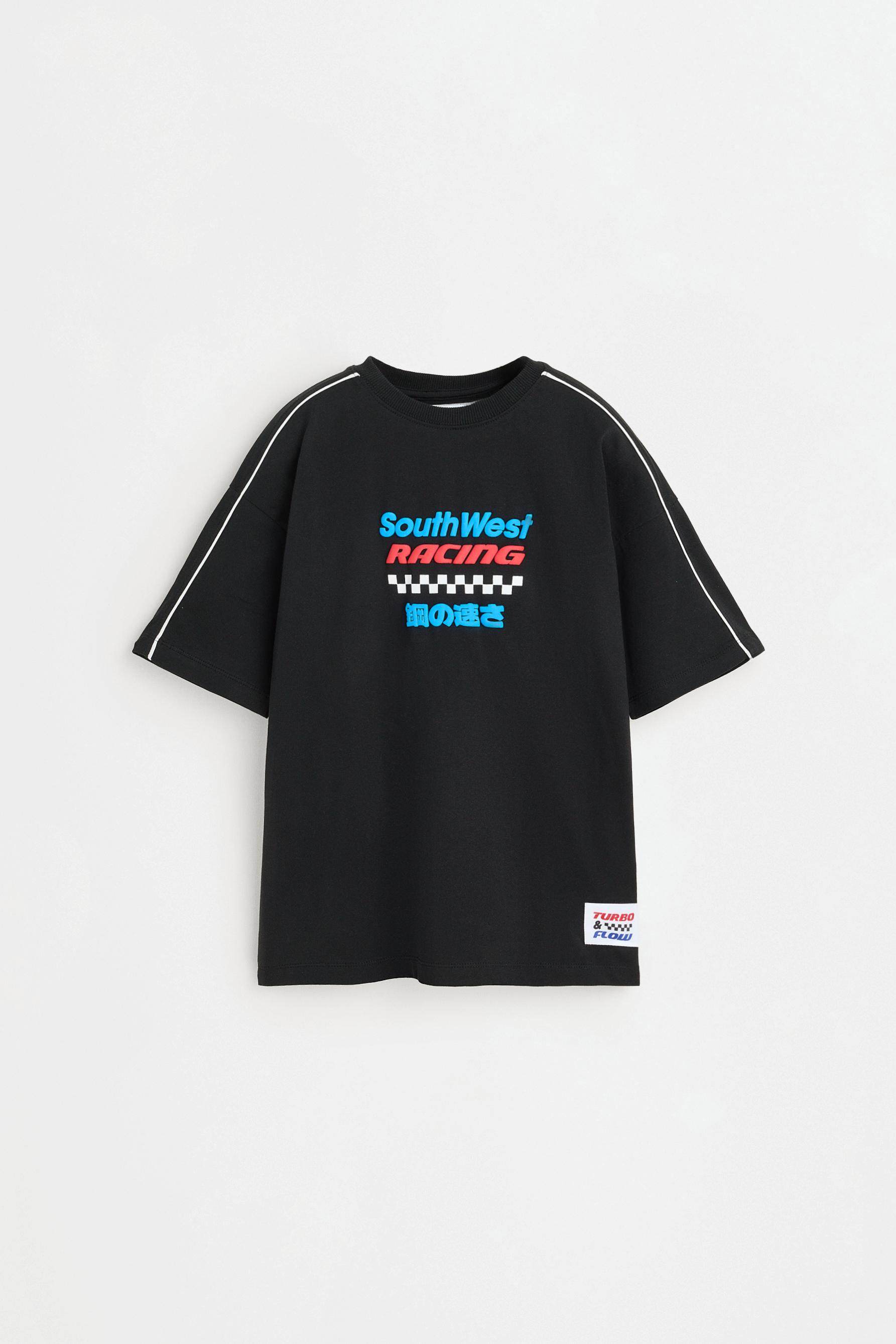 Racing print T-shirt — BLACK