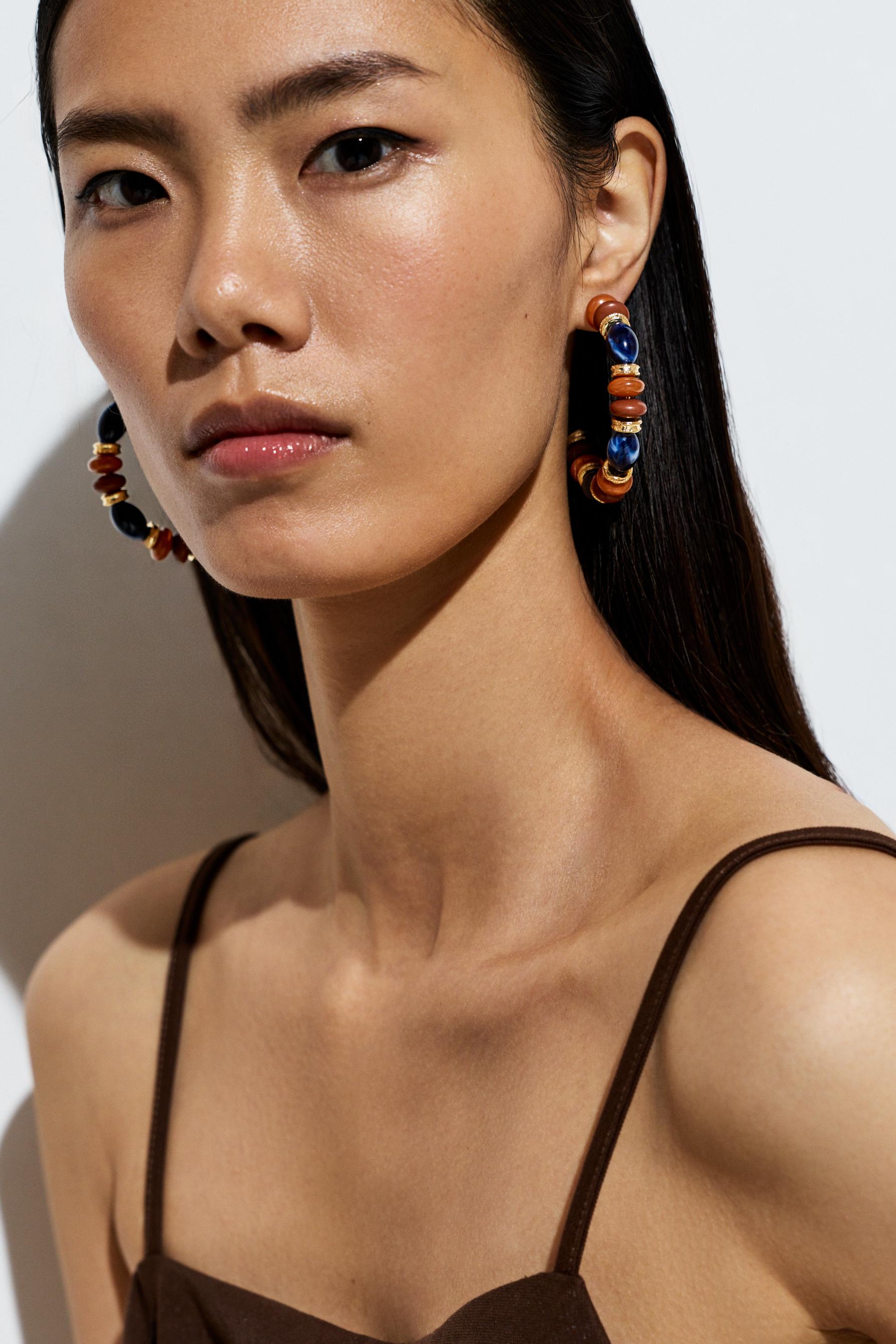 Gemstone hoop earrings — VARIOUS