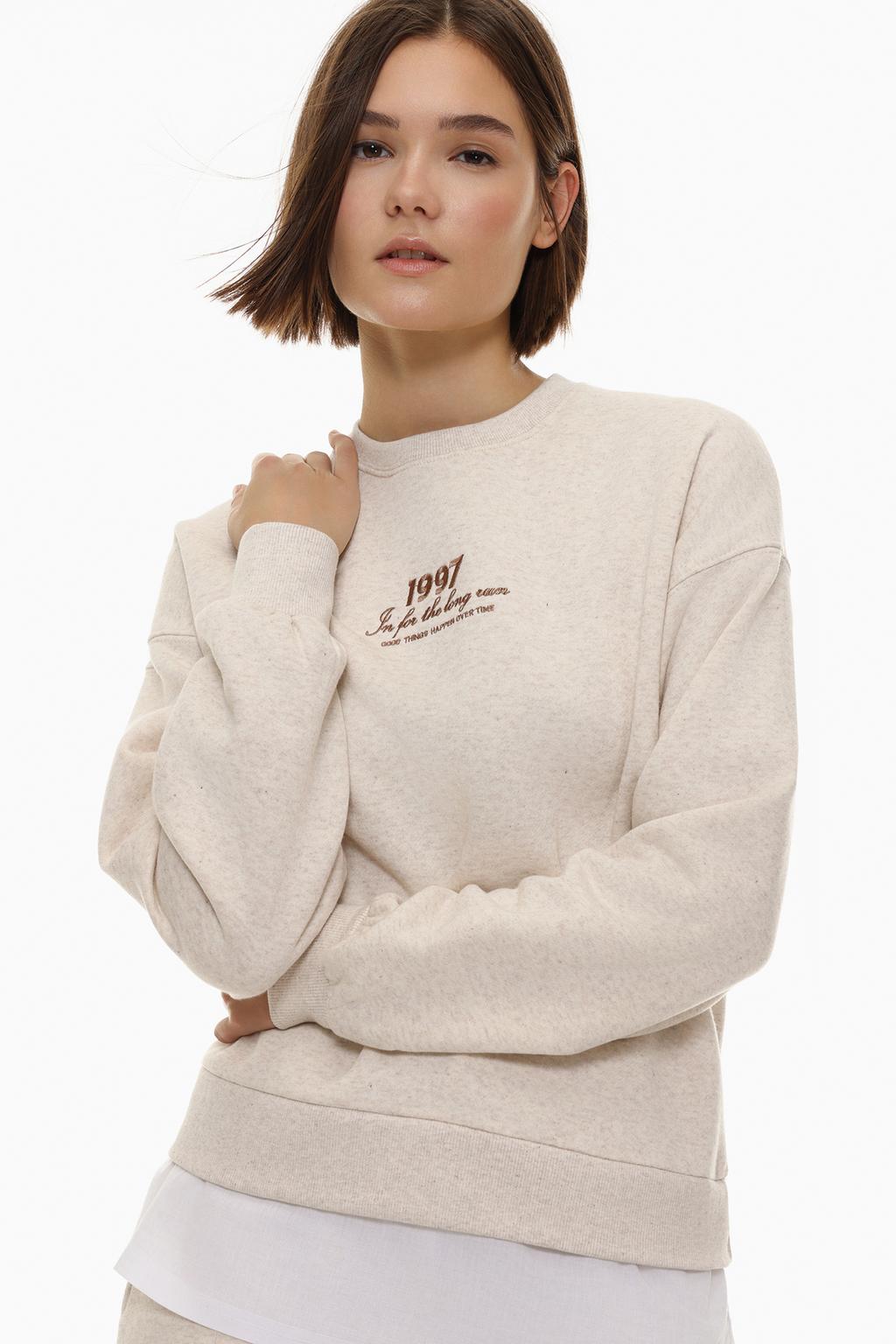 Kontrast eşofman sweatshirt