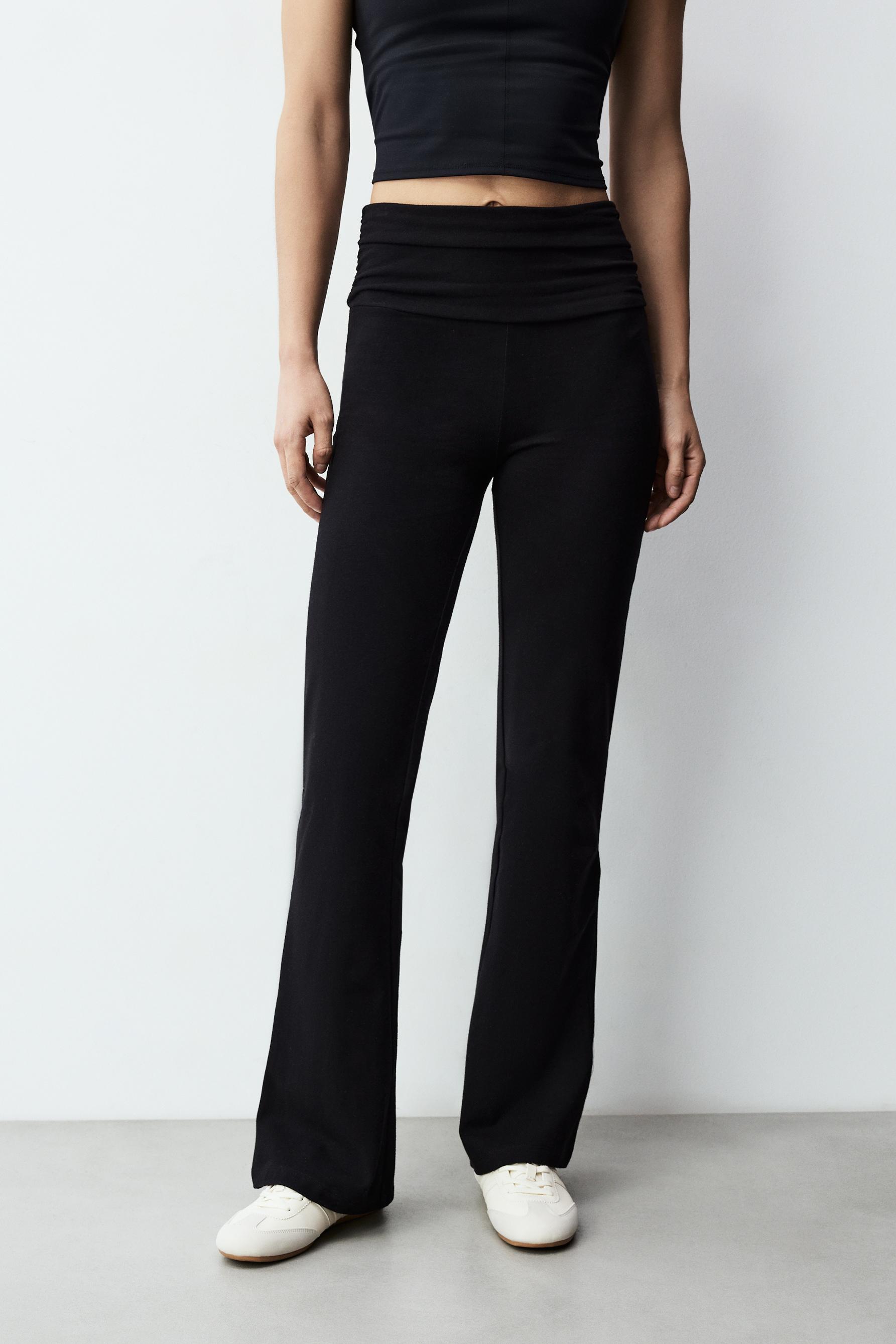 Ruched waist leggings — BLACK
