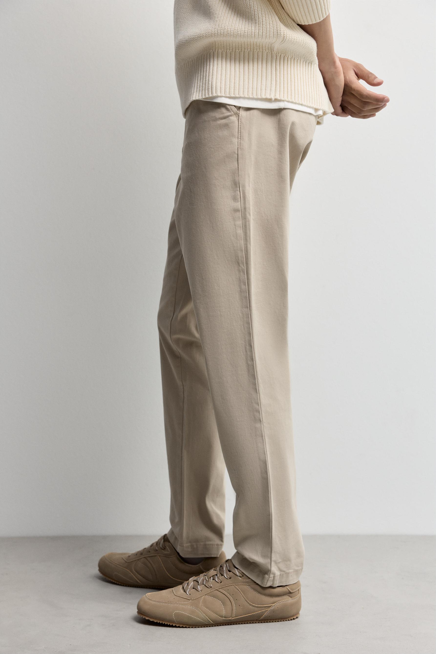 Skinny fit chino trousers — BEIGE