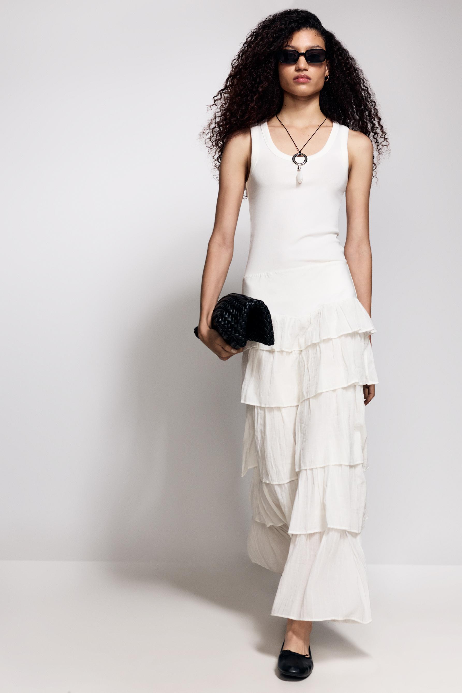 Ruffled midi skirt — OFF WHITE