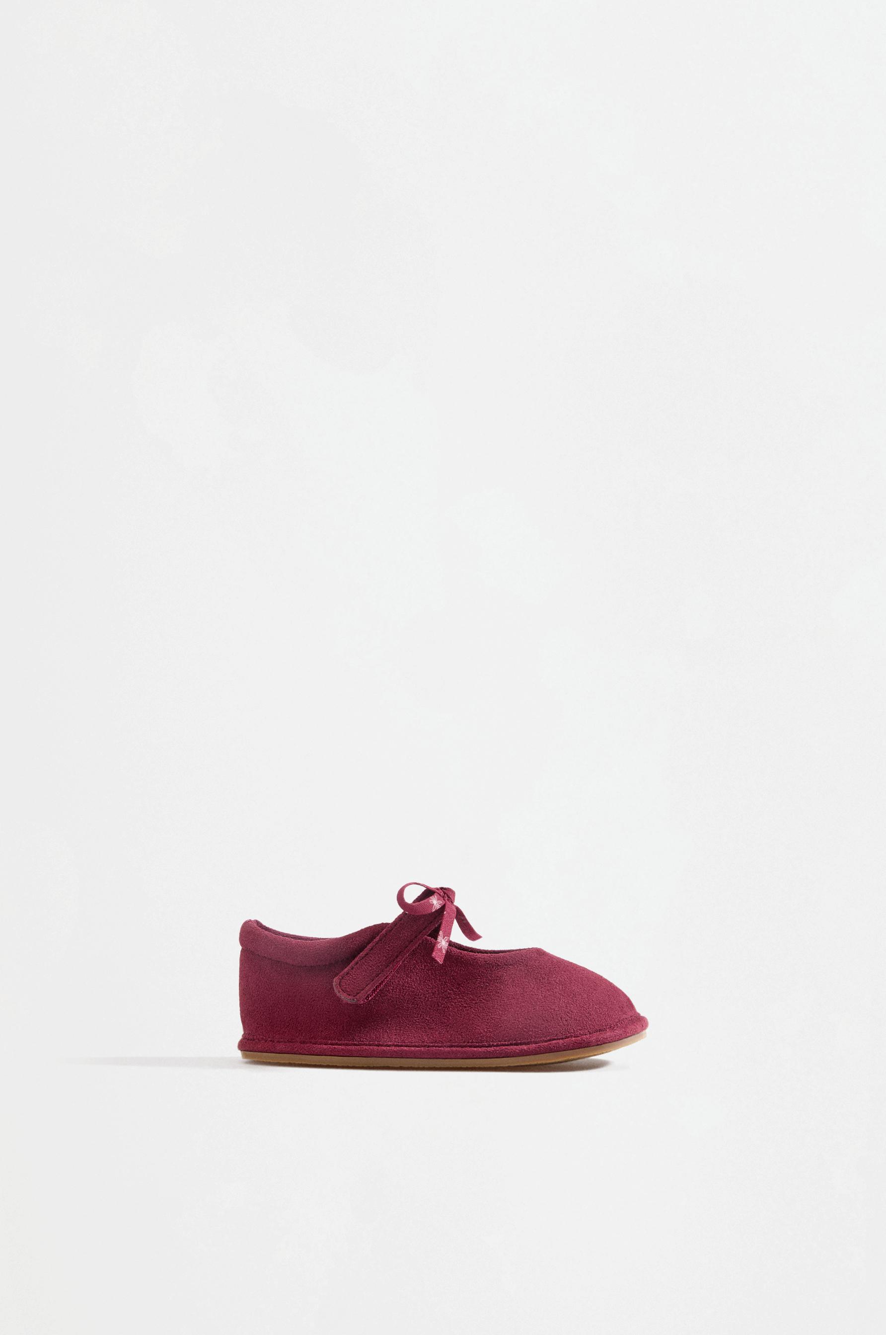 Barefoot ballet flats with bow detail — BURGUNDY