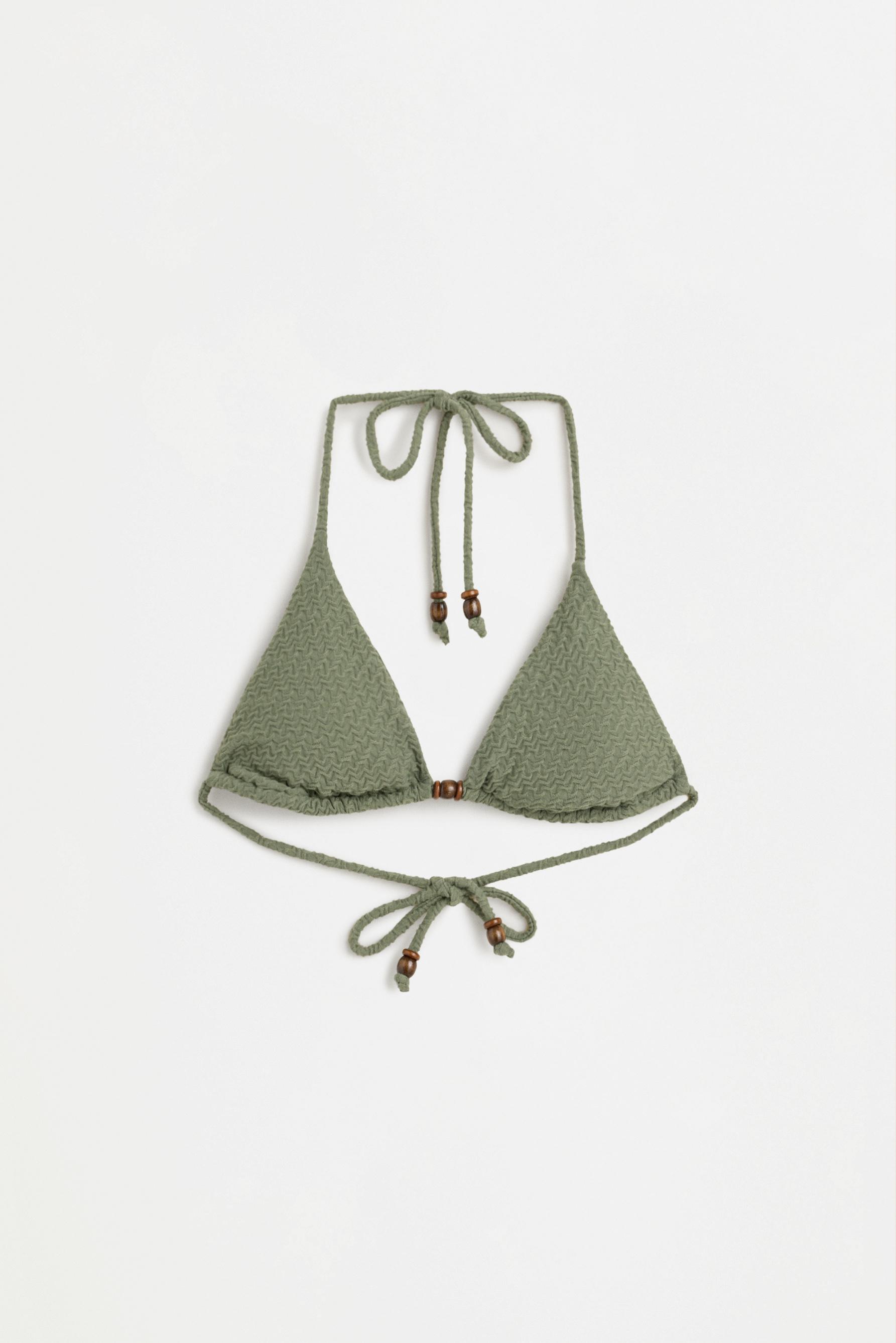 Textured bikini top — KHAKI