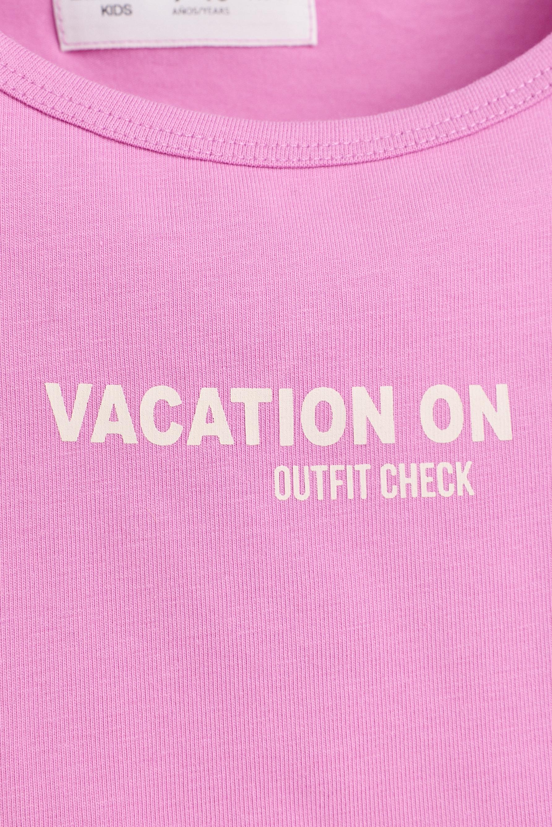 Text top and shorts set — FUCHSIA