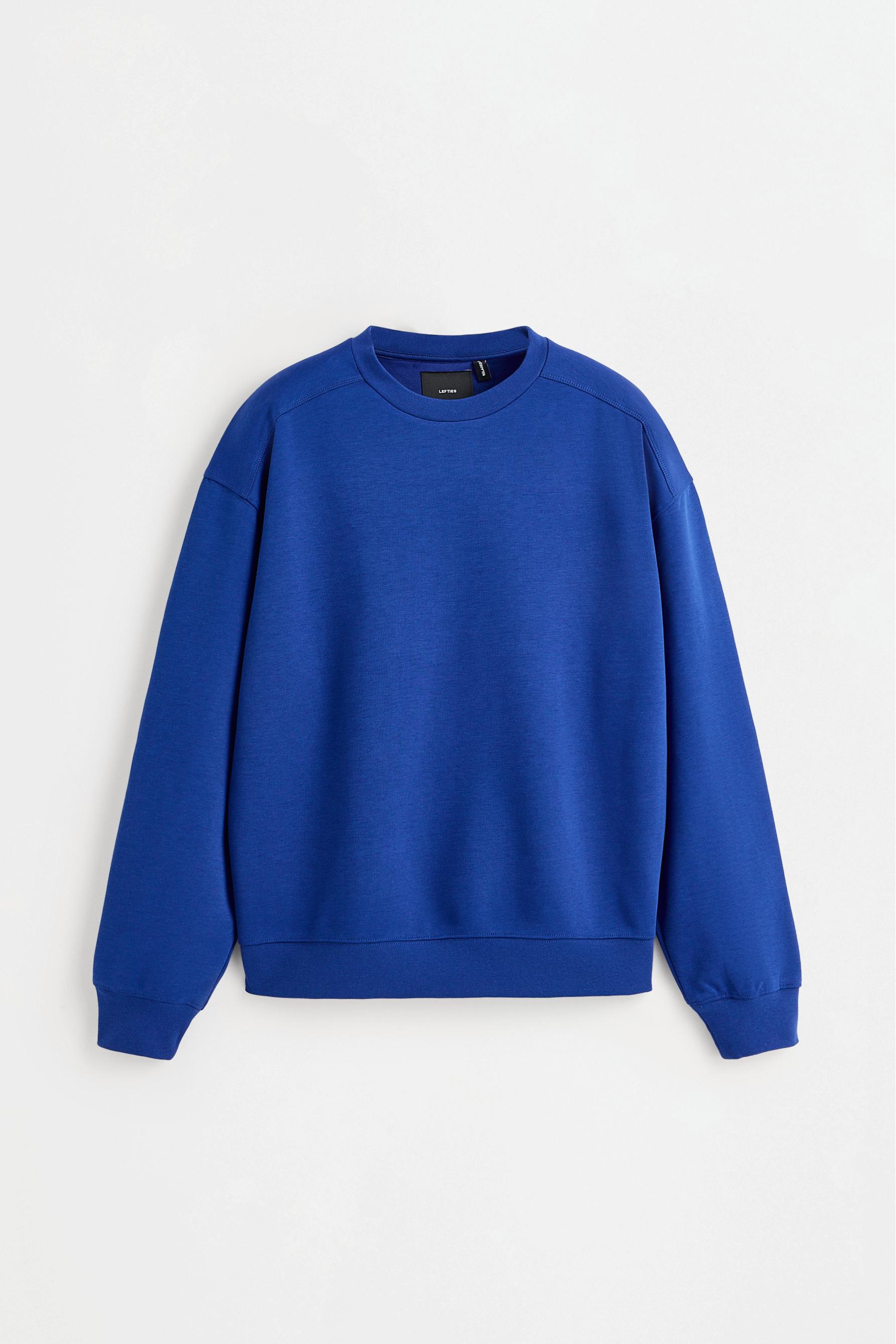 Round neck interlock sweatshirt — COBALT GREY