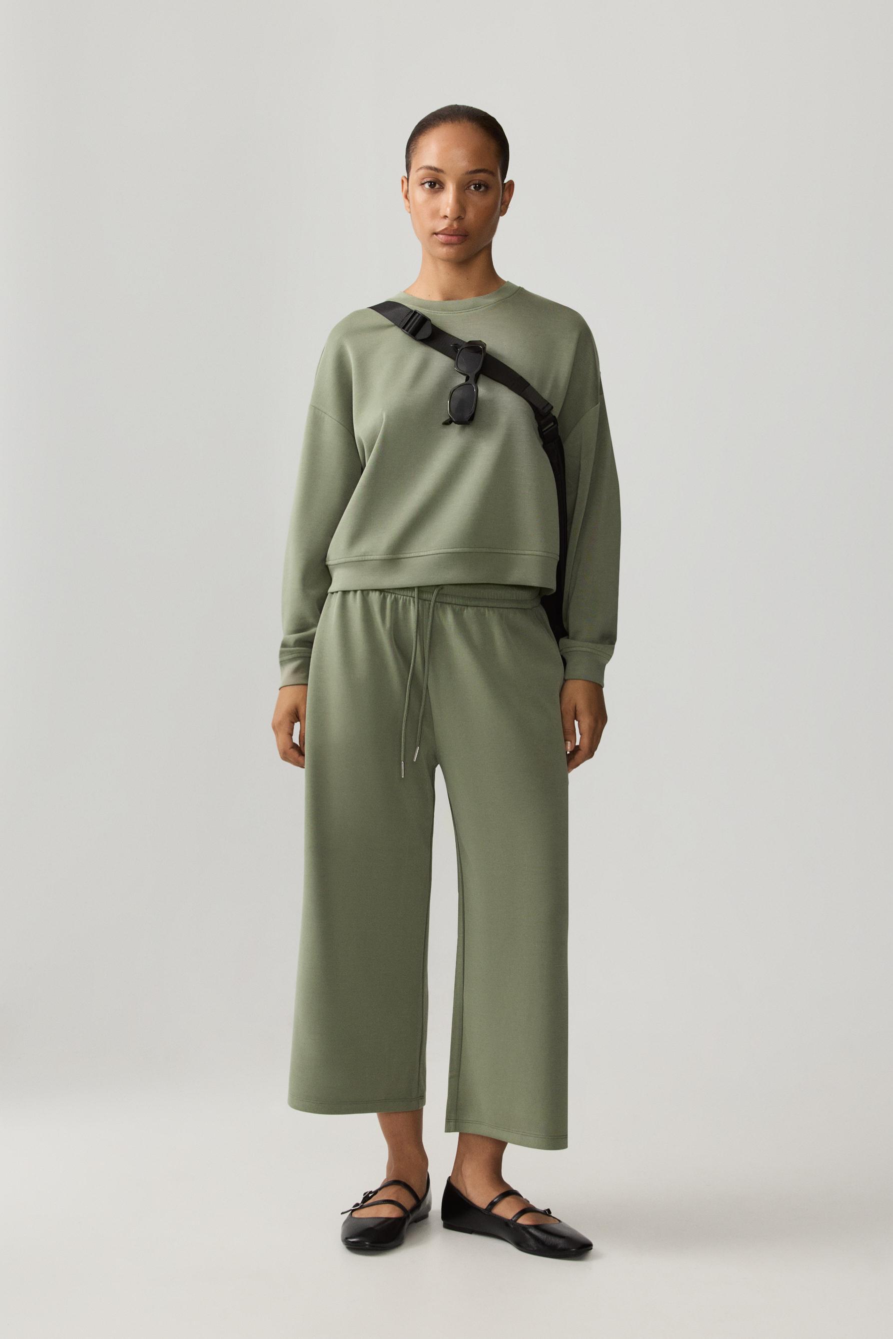 Pantalón culotte felpa fluida