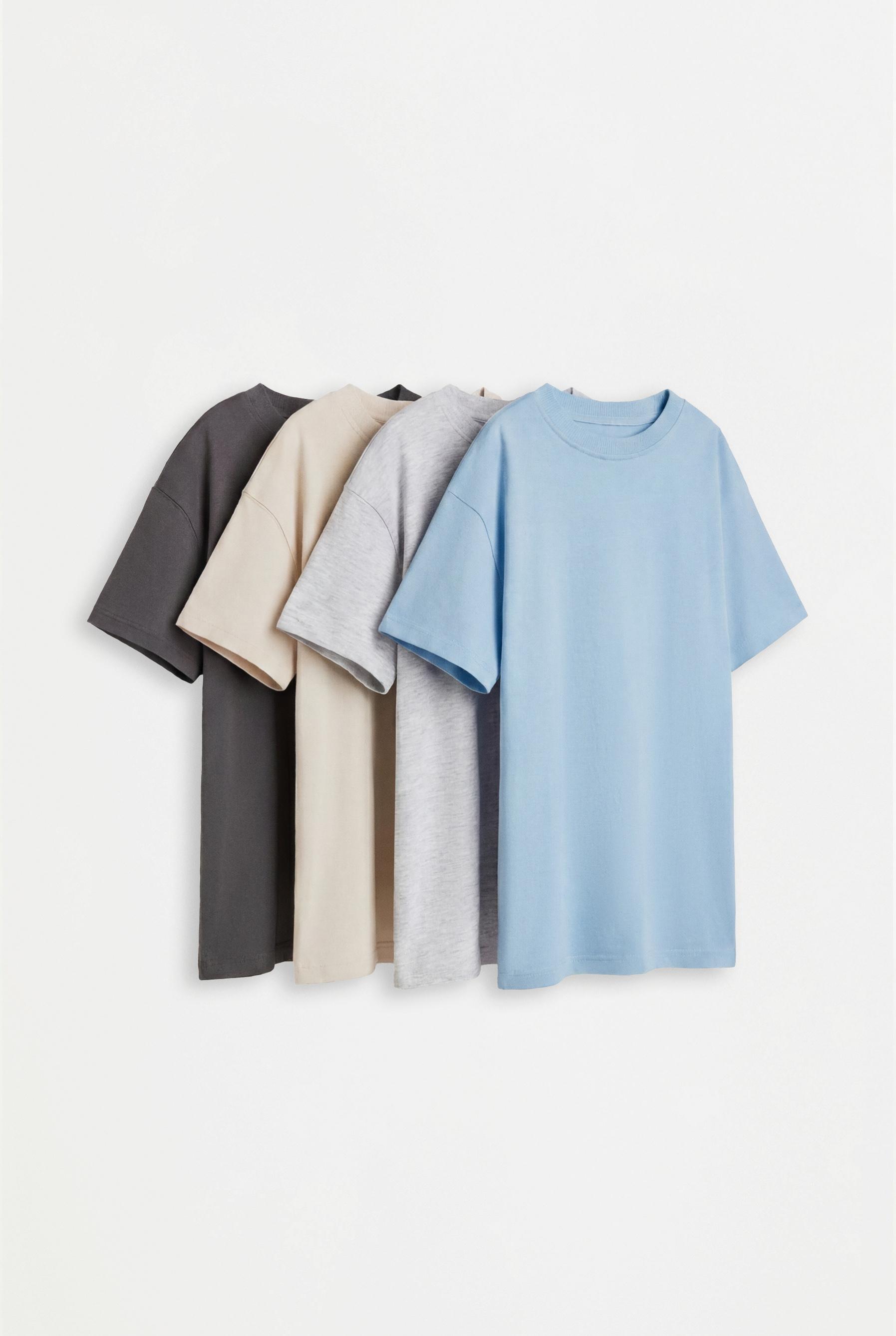 4-pack of plain T-shirts — PALE GREY