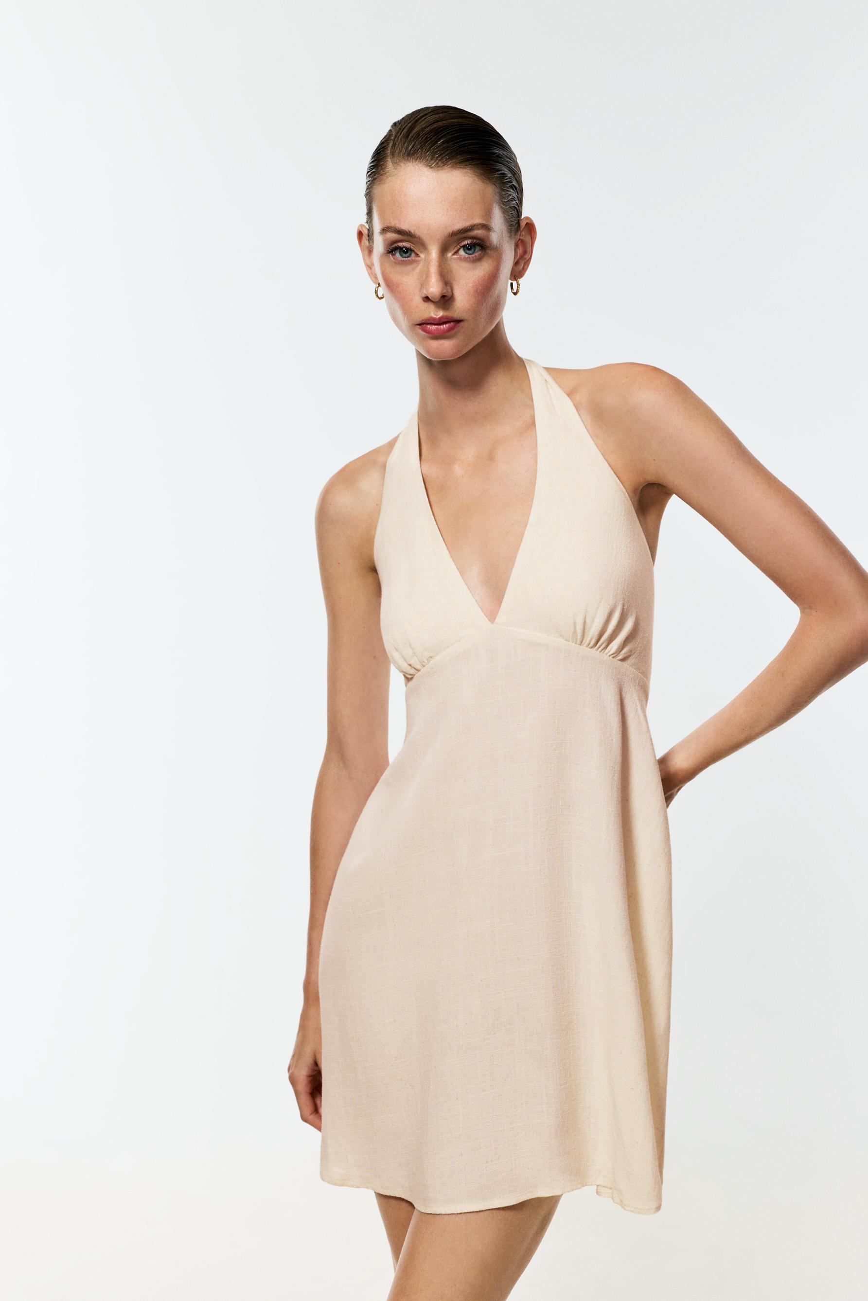 Rustic short dress — BEIGE
