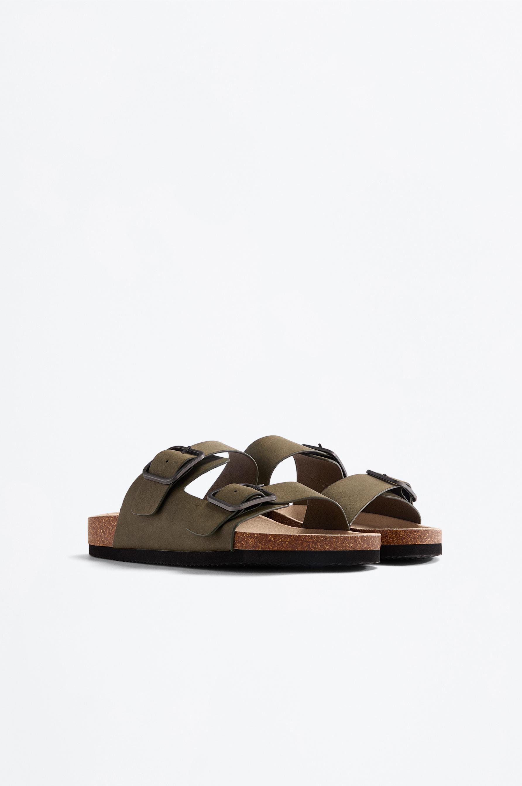 Comfort buckle sandals — KHAKI