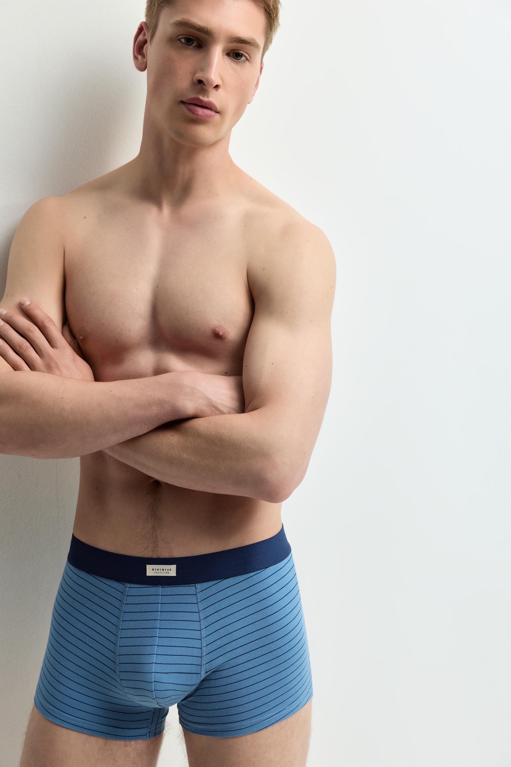 Striped Boxers (5-Pack) — GREY/BLUE
