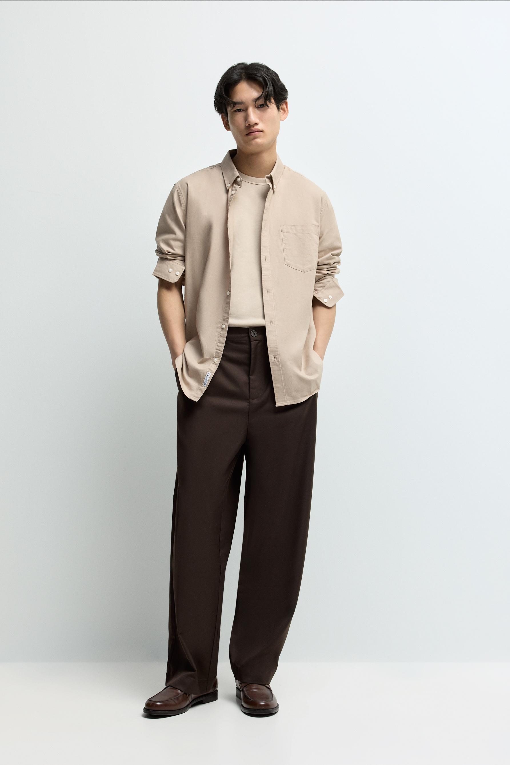 Baggy trousers with darts — CHOCOLATE