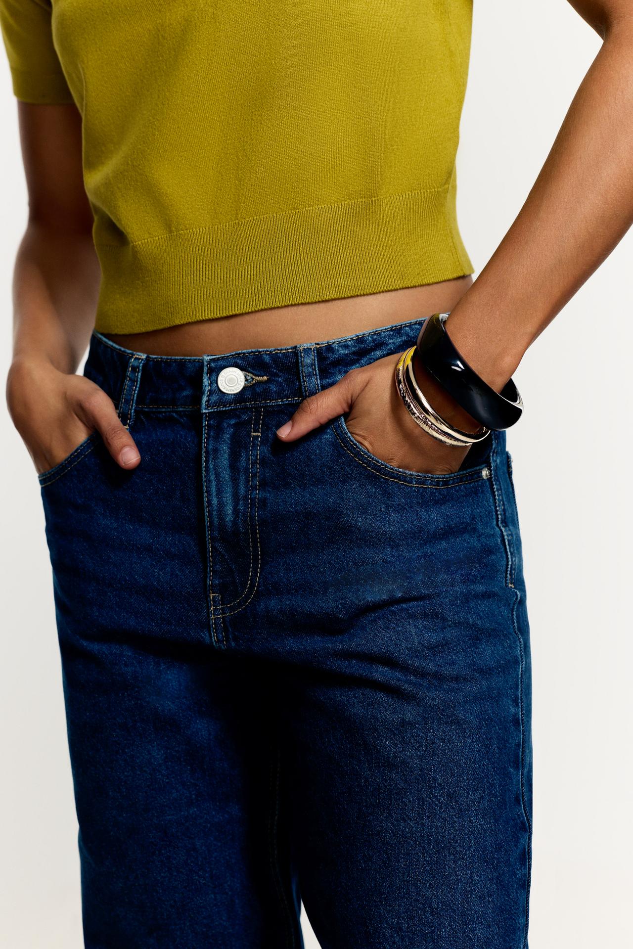 Slim-fit wide-leg jeans — DARK INDIGO