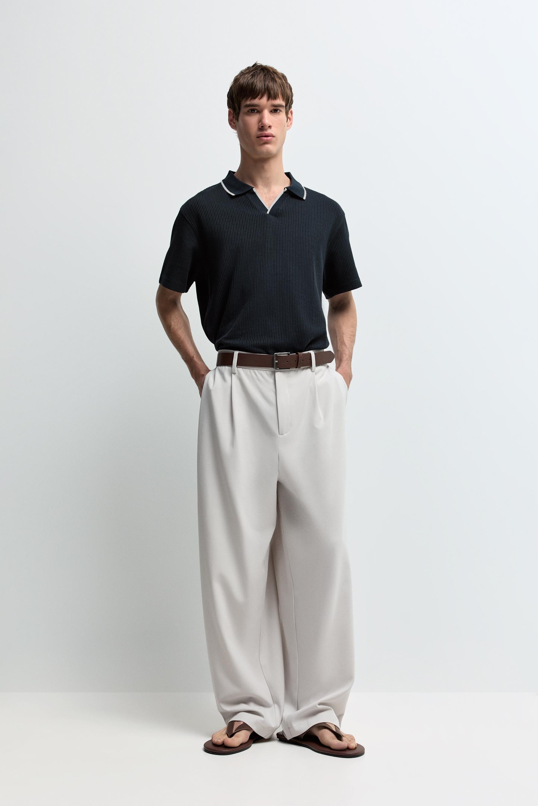 Contrast rib polo shirt — DARK NAVY
