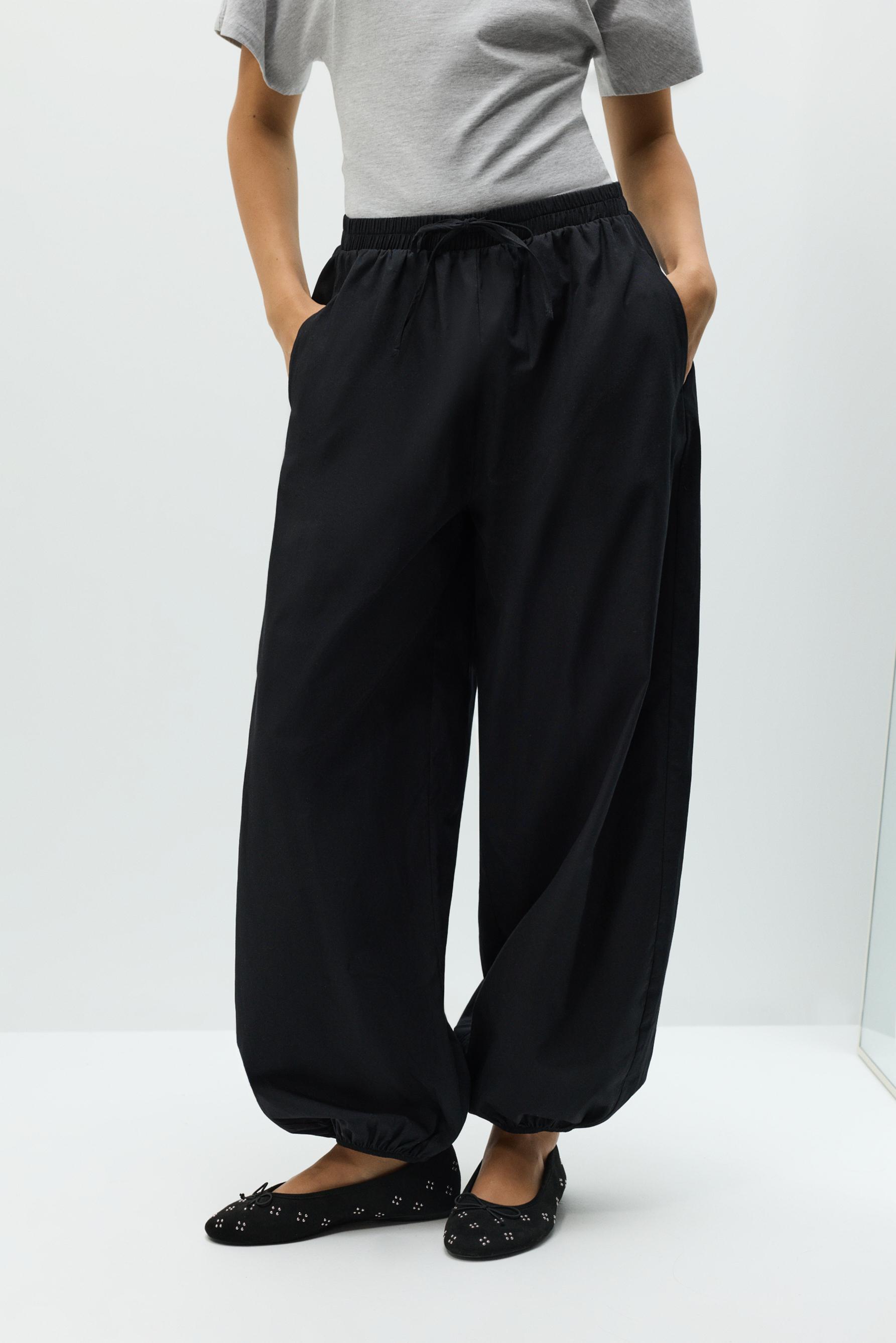 Plaid sarouel trousers — BLACK