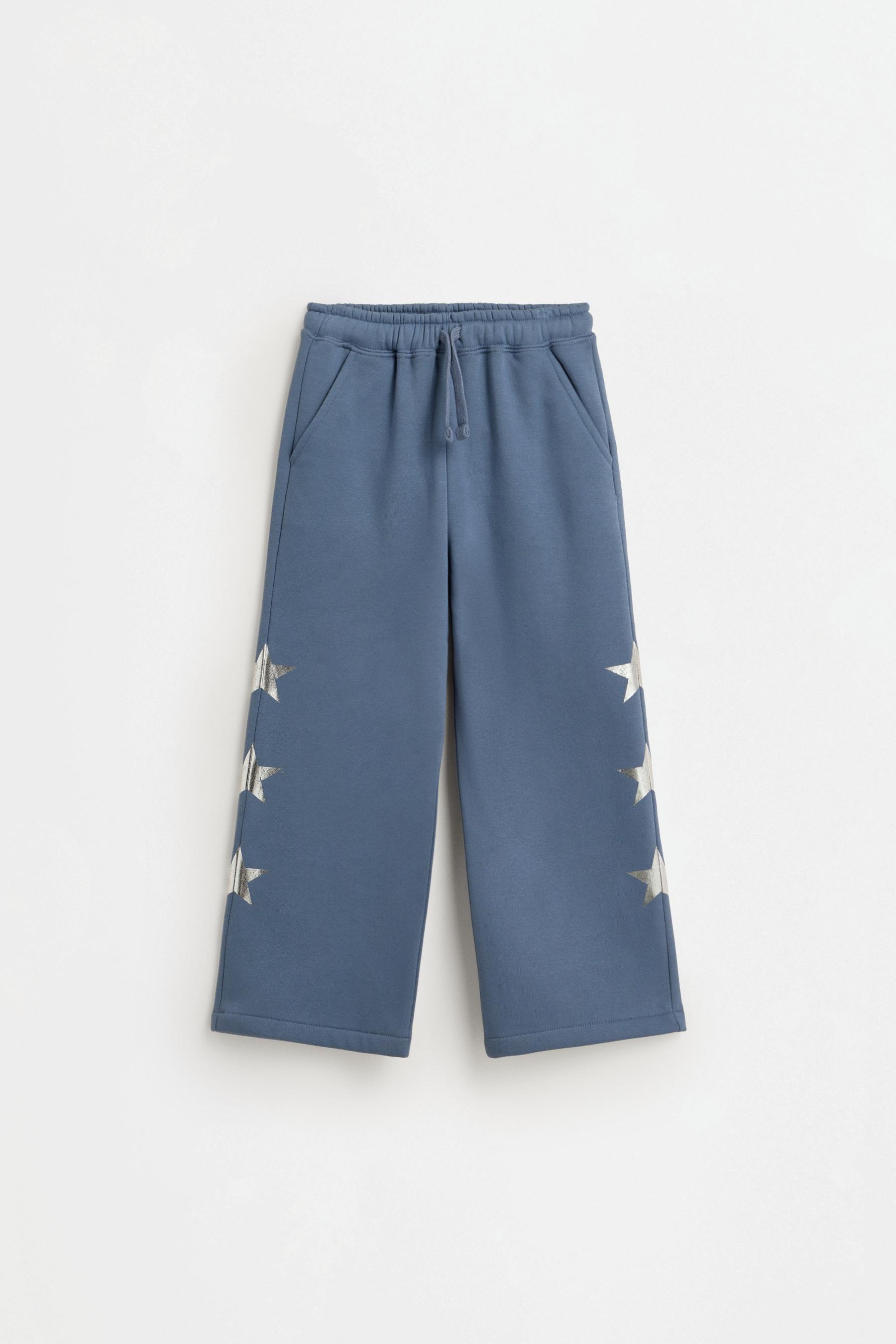 Star print plush culottes — STEEL BLUE