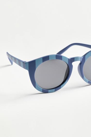 Striped round sunglasses — BLUE 3