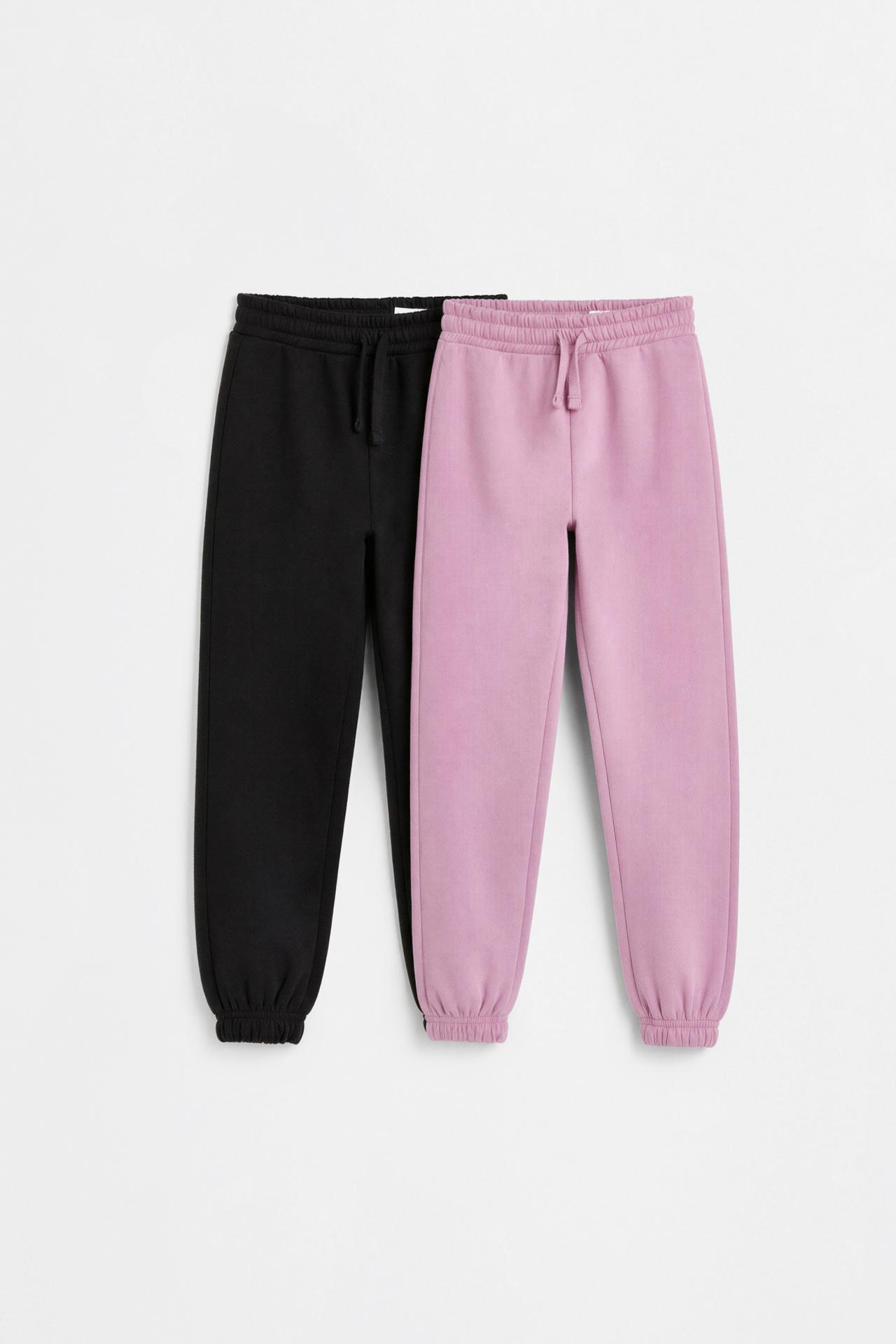 Pack of 2 plain plush jogger pants — FADED PINK
