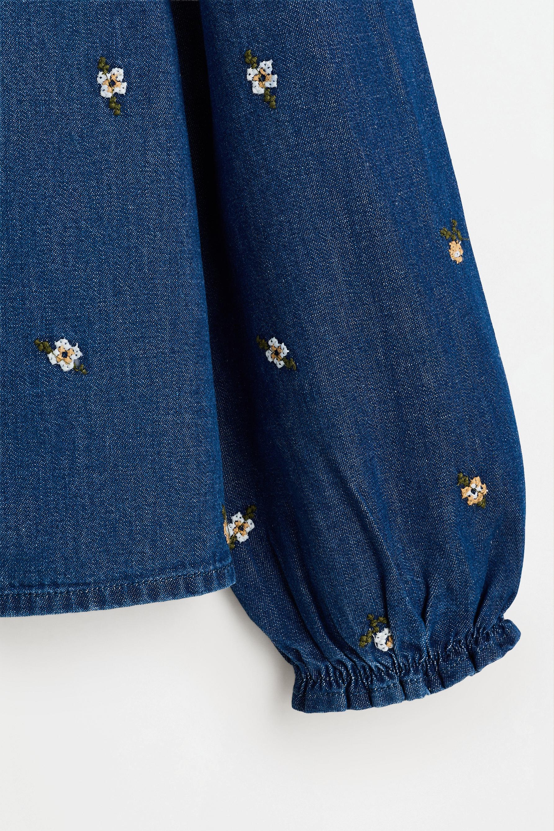 Embroidered denim shirt — INDIGO
