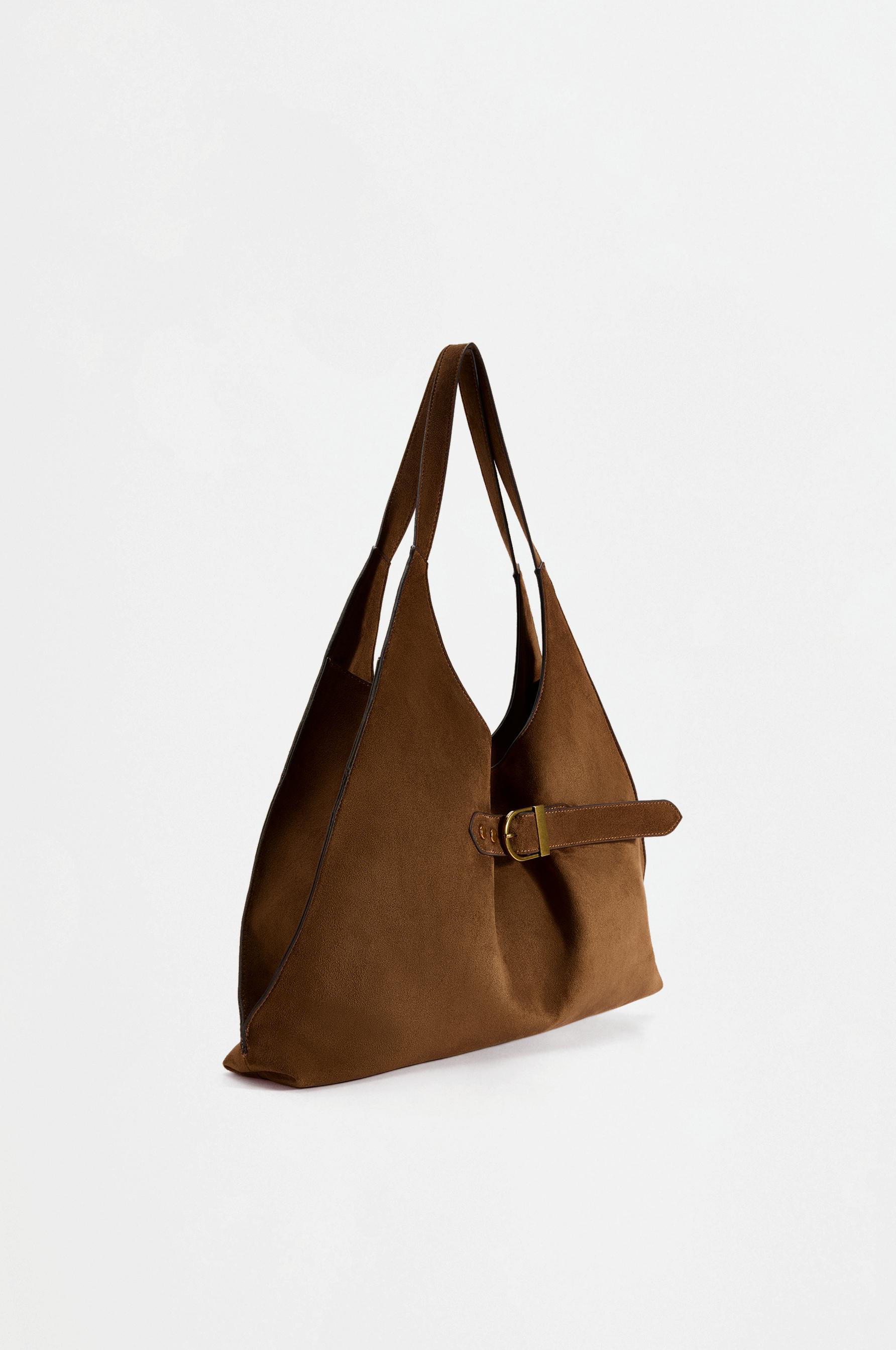 Faux suede bag — CAMEL