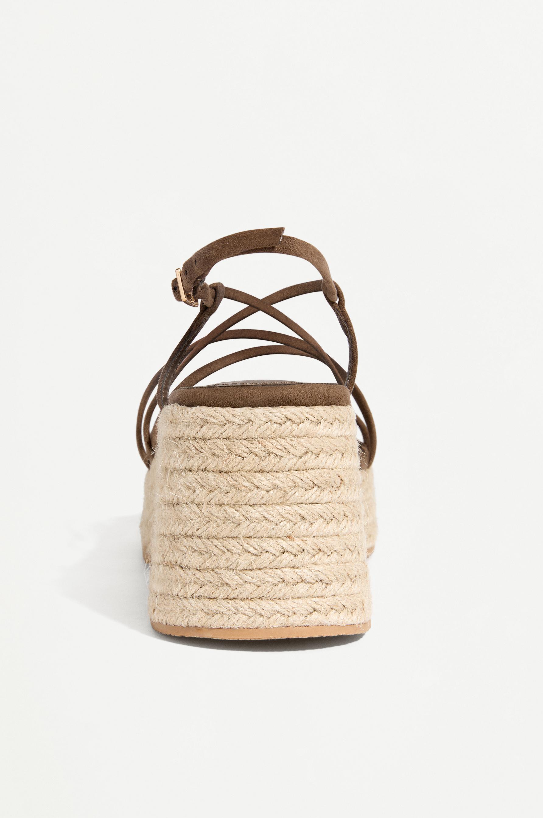 Jute strap wedge sandal — BROWN