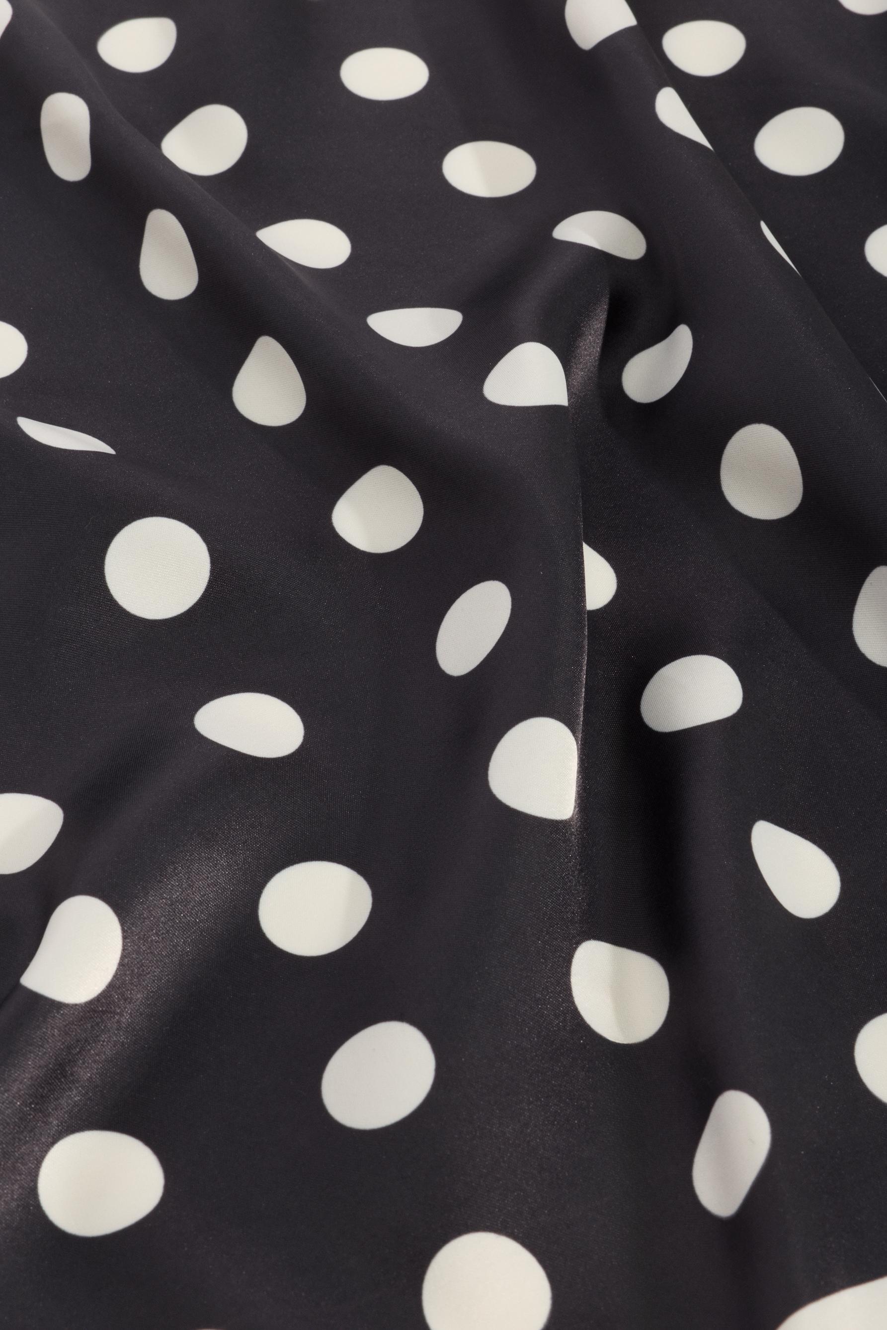 Polka dot satin scarf — BLACK/WHITE