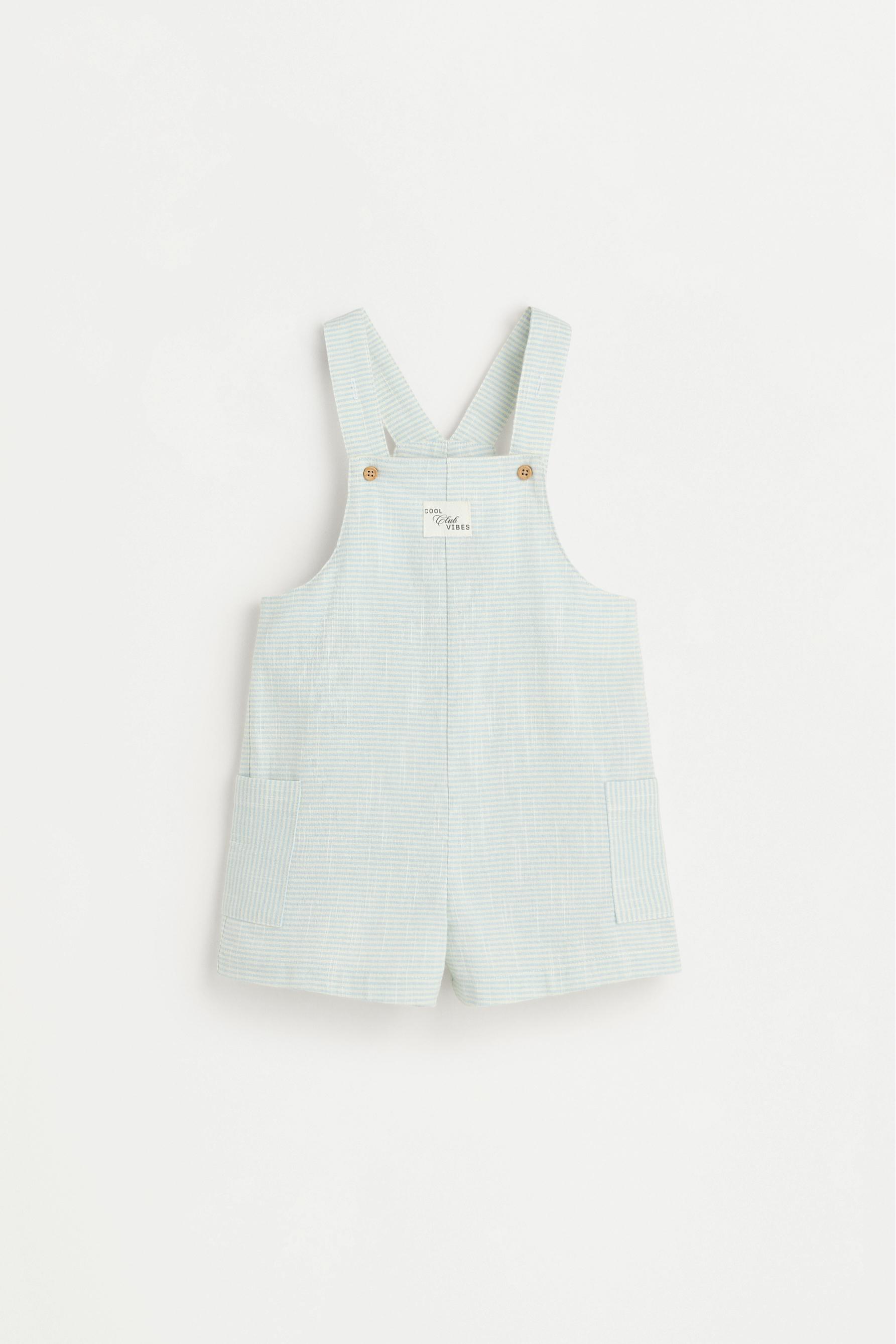 Striped short dungarees — PASTEL BLUE (alternate view)