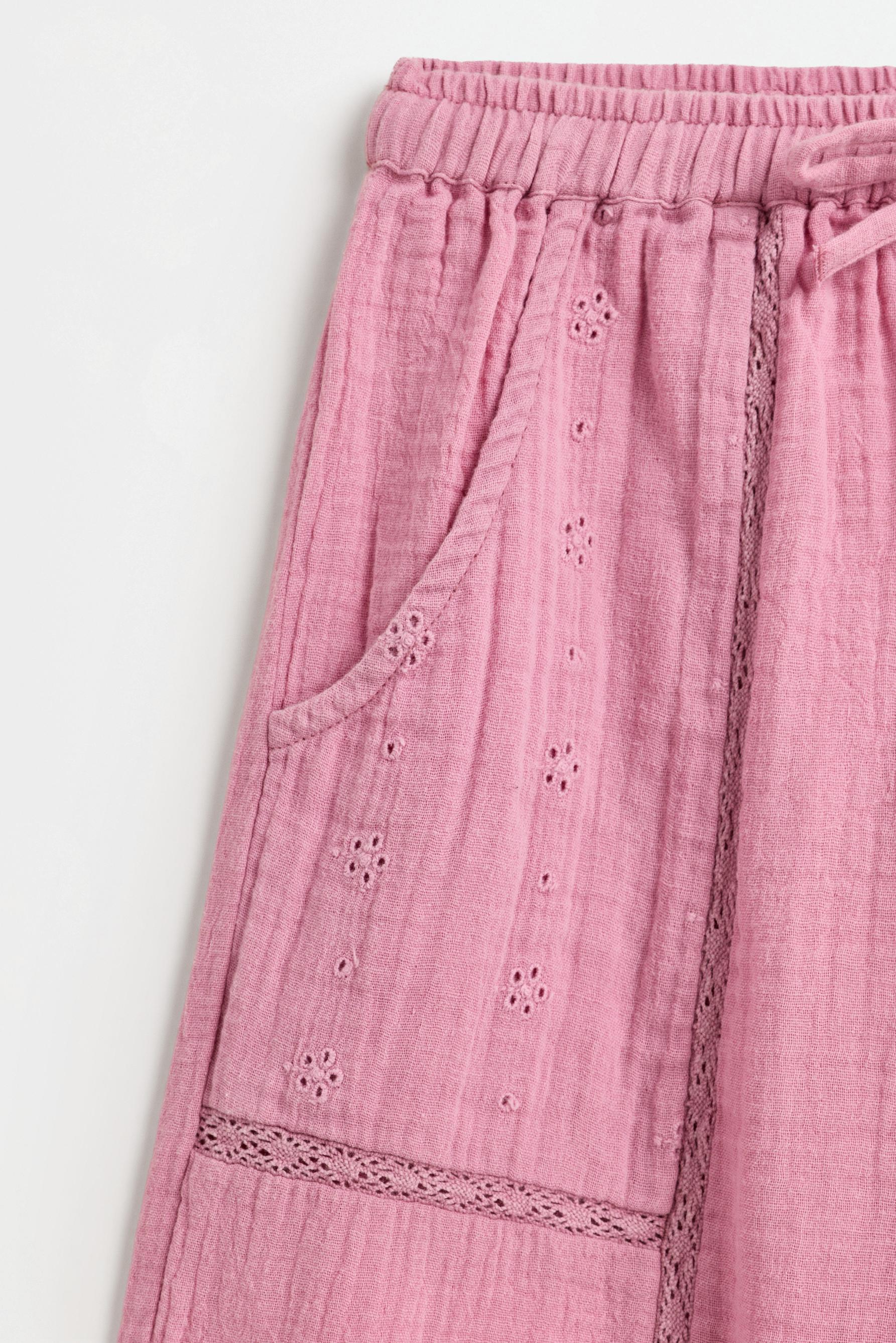 Swiss embroidery trousers — PALE PINK