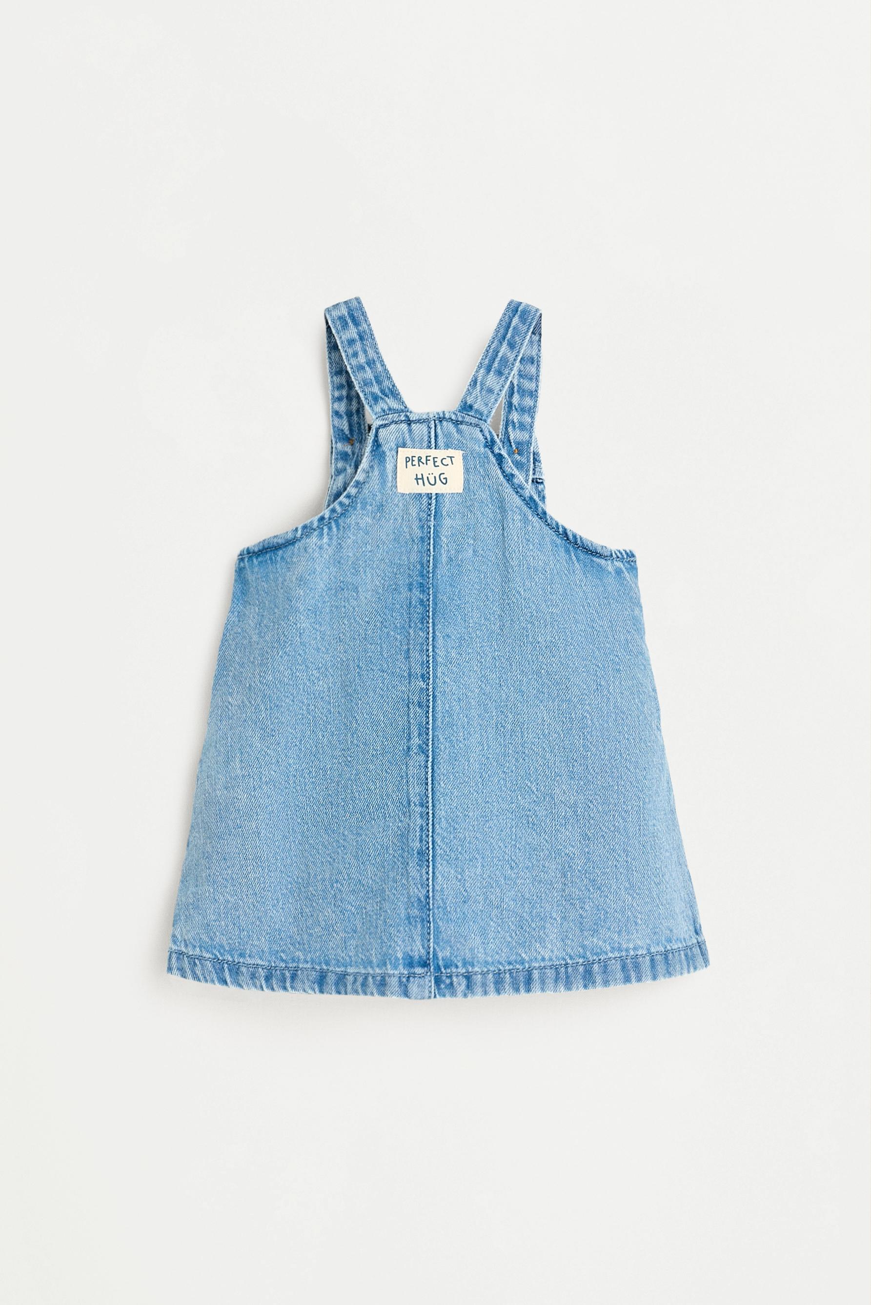 Denim pinafore dress and bloomers set — BLUE