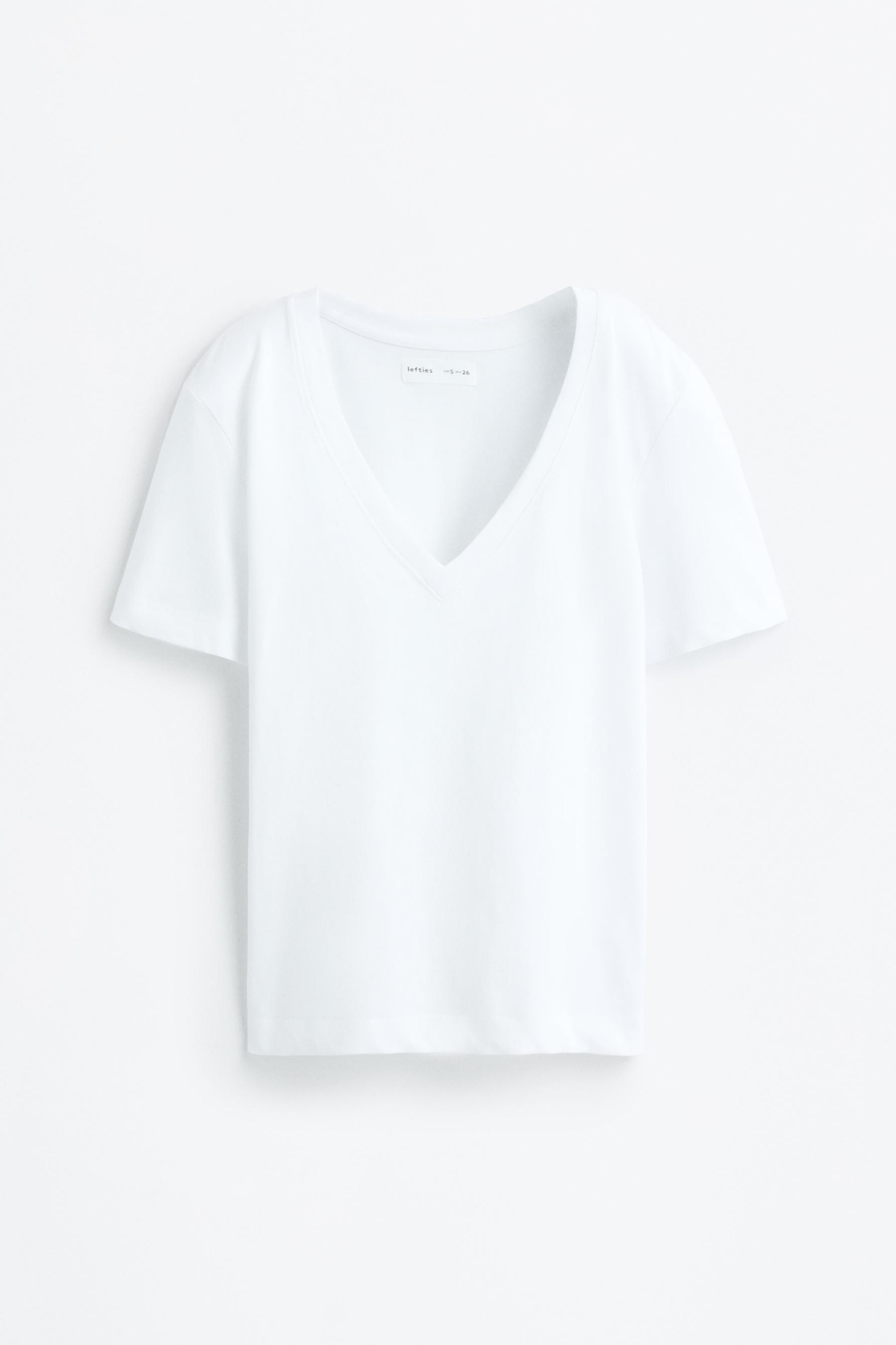 Basic V-neck T-shirt — WHITE