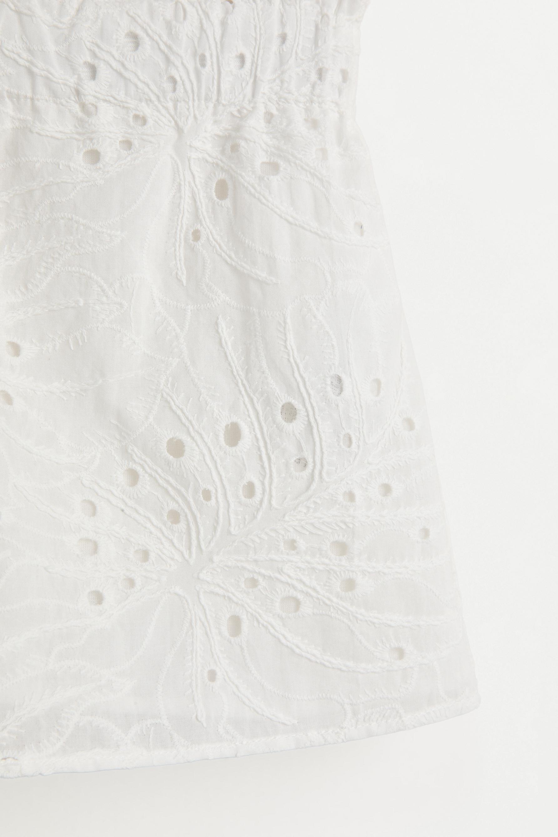 Swiss embroidery shorts — WHITE