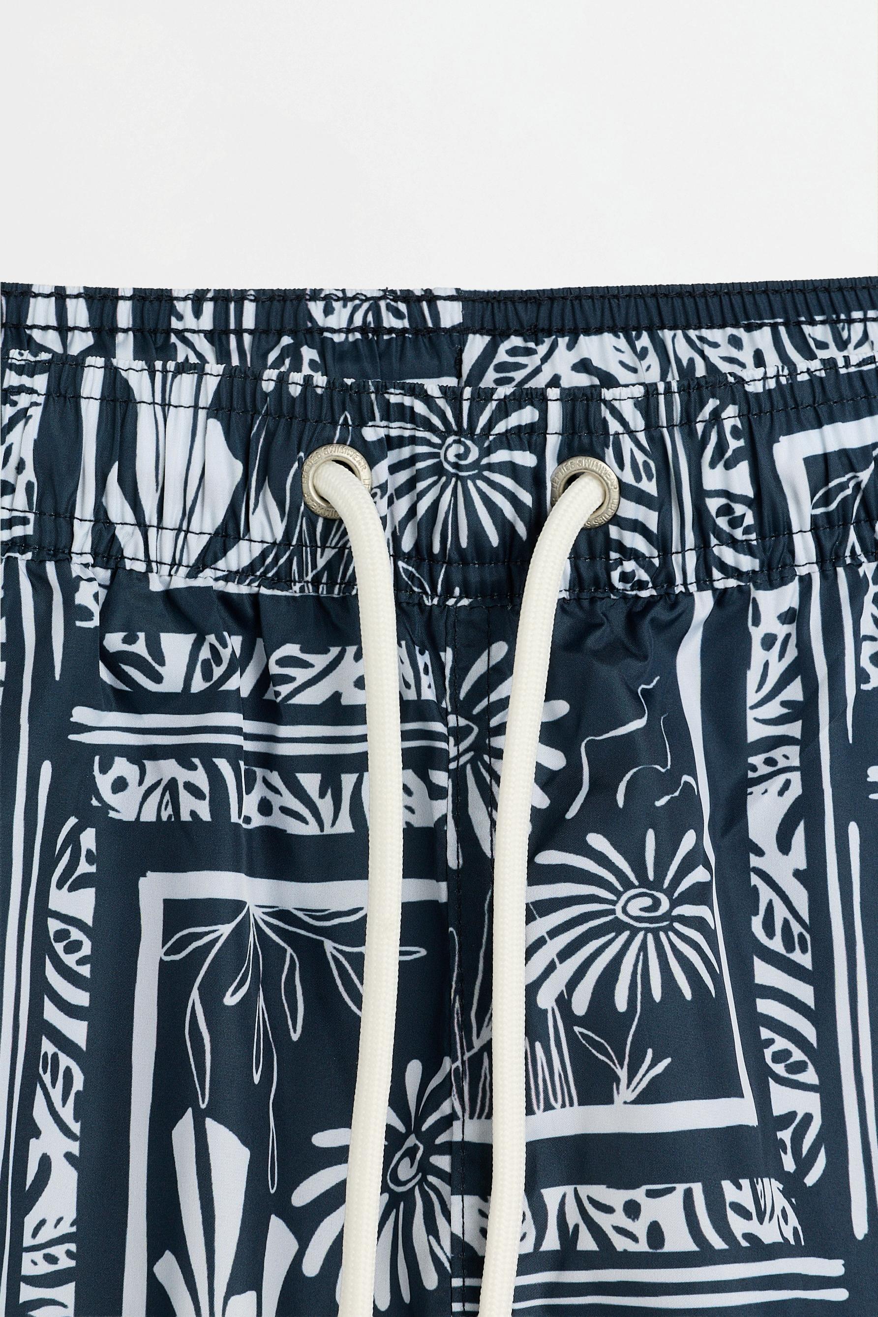 Printed regular fit swim shorts — NAVY