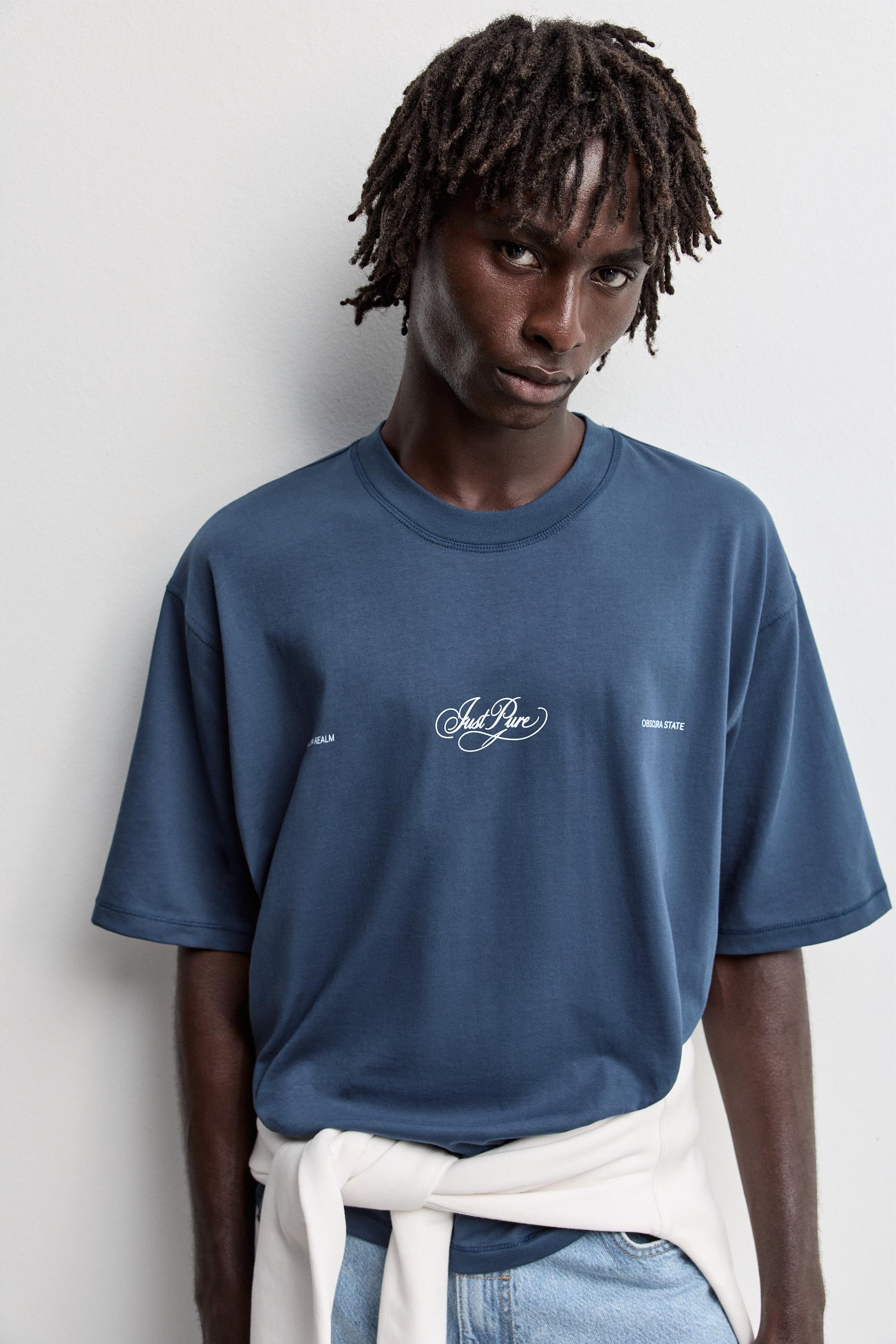 Oversize printed T-shirt — DARK BLUE