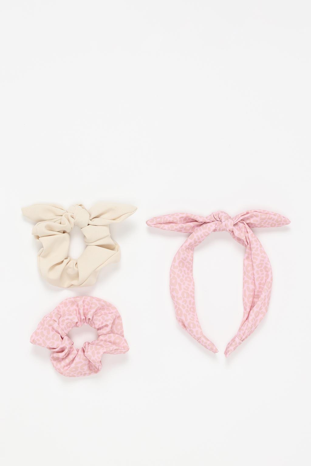 Set 2 scrunchies e cerchietto stampa animalier