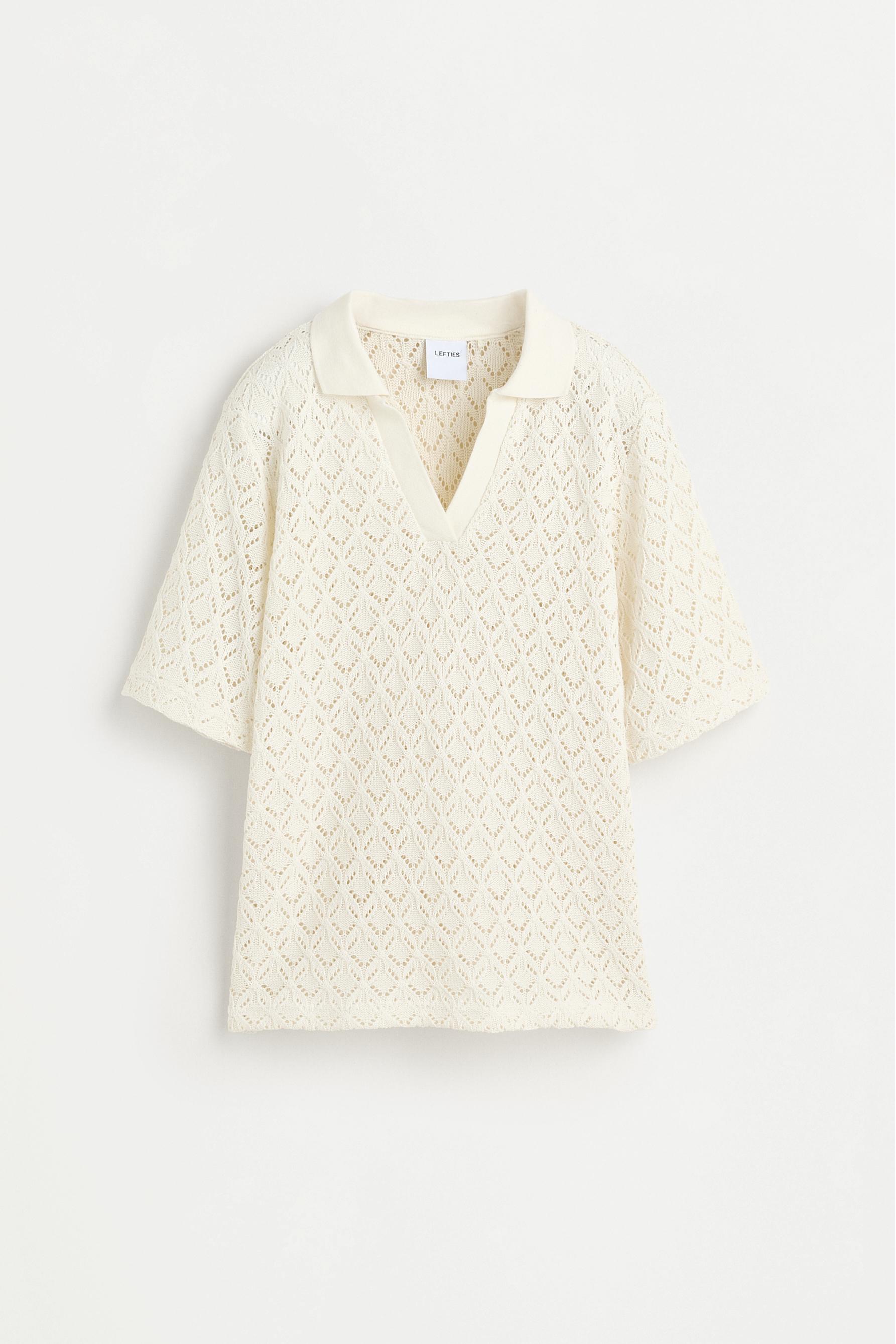 Crochet-effect polo shirt — OFF WHITE