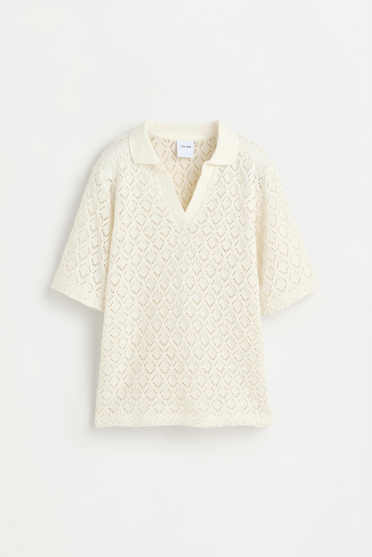 Crochet-effect polo shirt — OFF WHITE