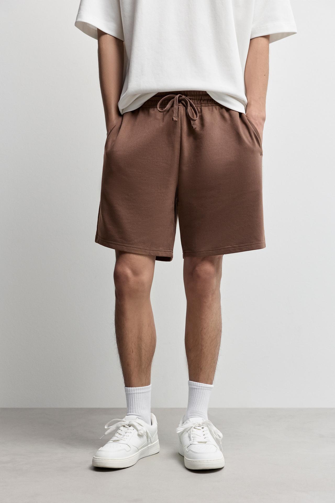 Basic tracksuit Bermuda shorts — BROWN