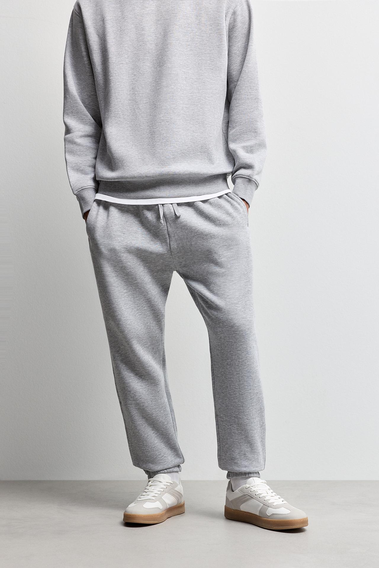 Slim fit tracksuit bottoms — GREY MARL