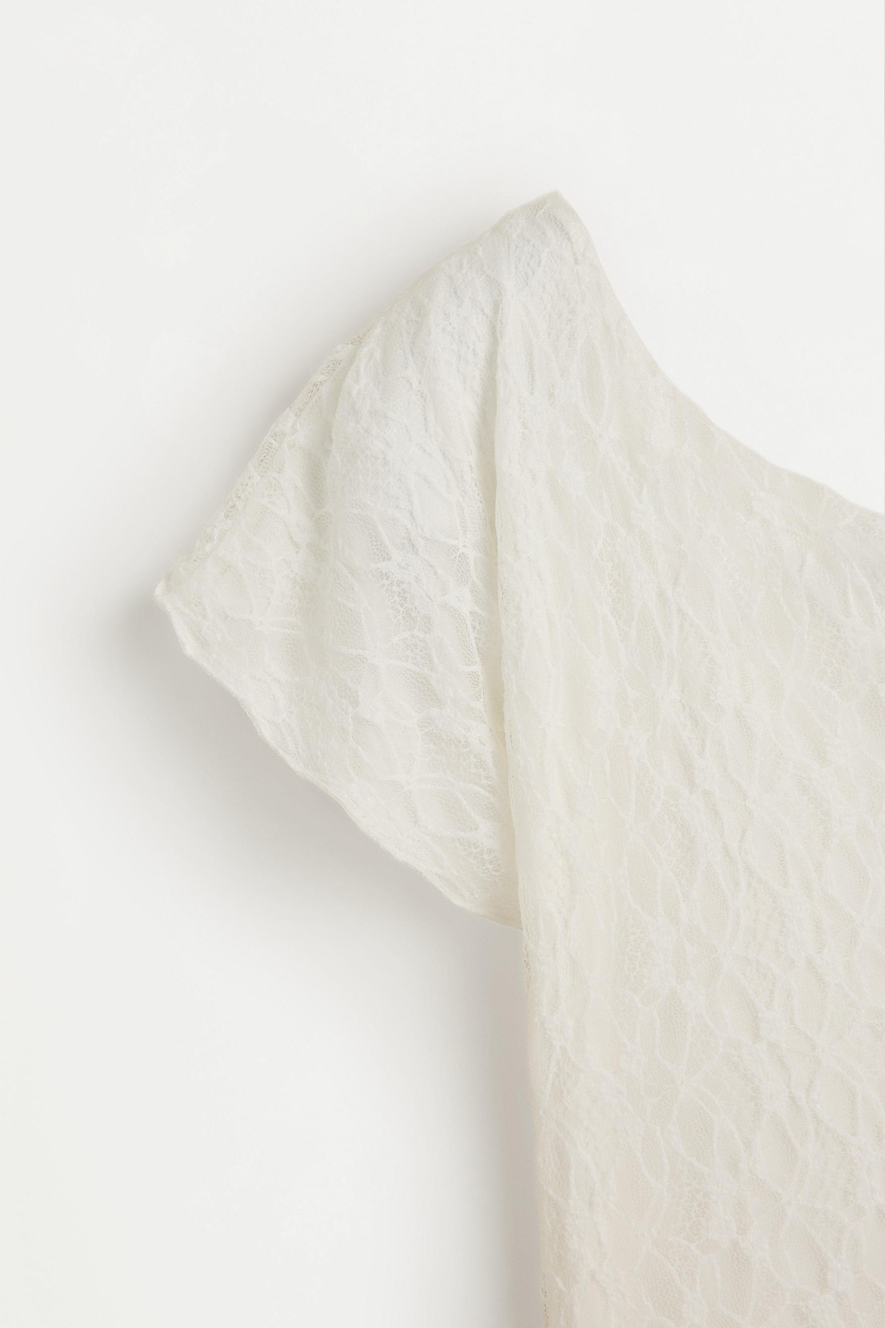 Asymmetric lace dress — OFF WHITE