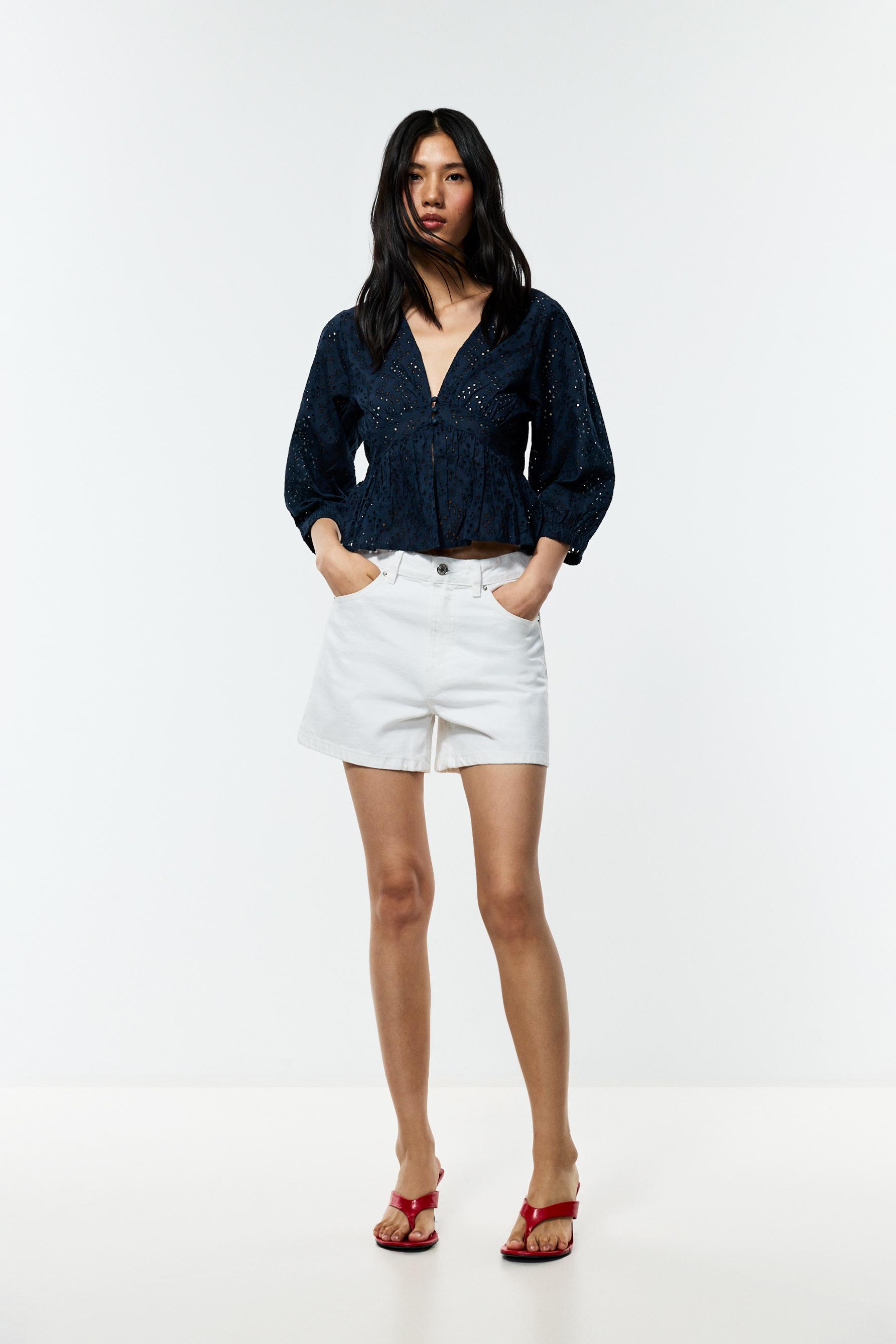 Swiss embroidery shirt — BLUE