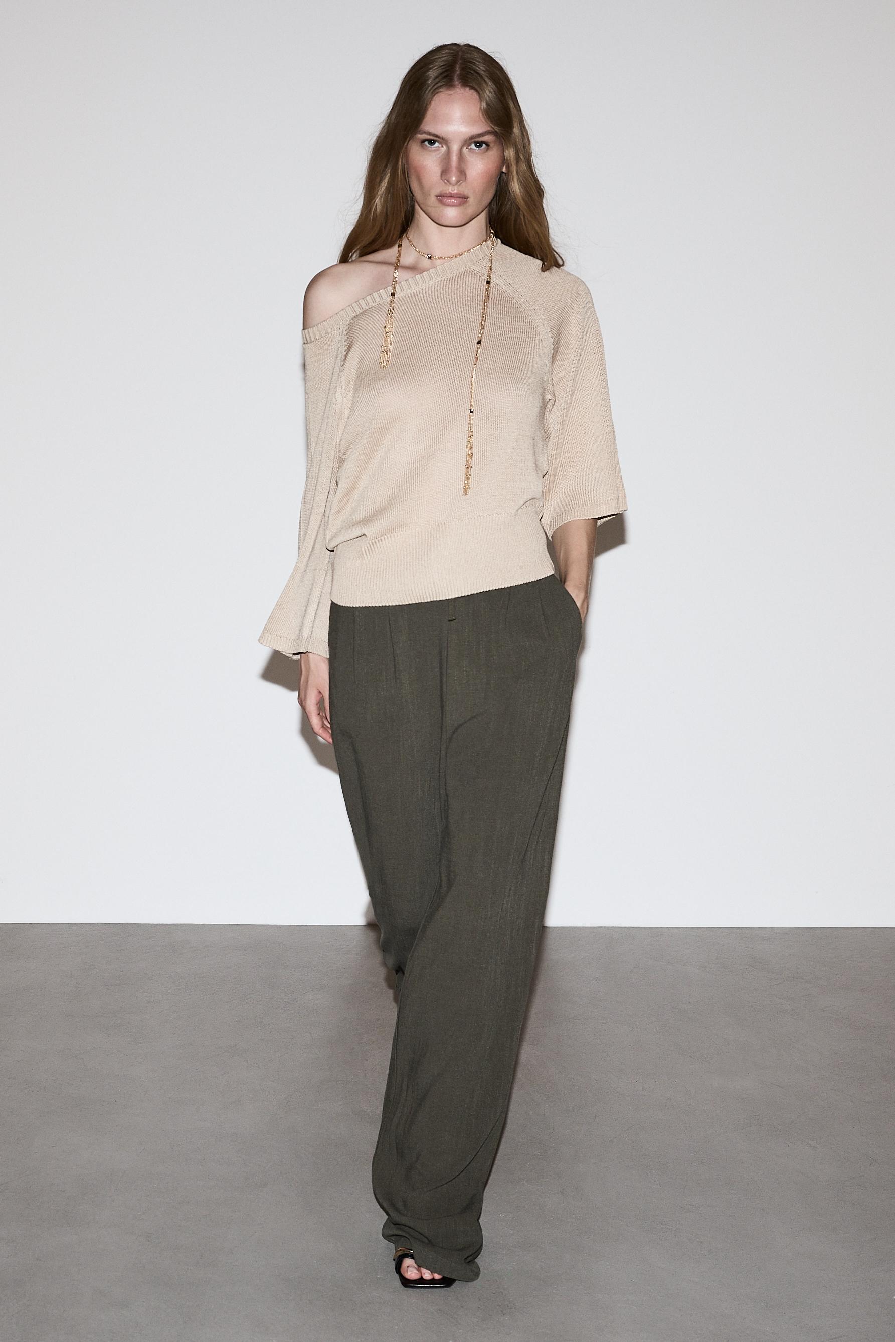 Rustic wide-leg trousers — DARK KHAKI