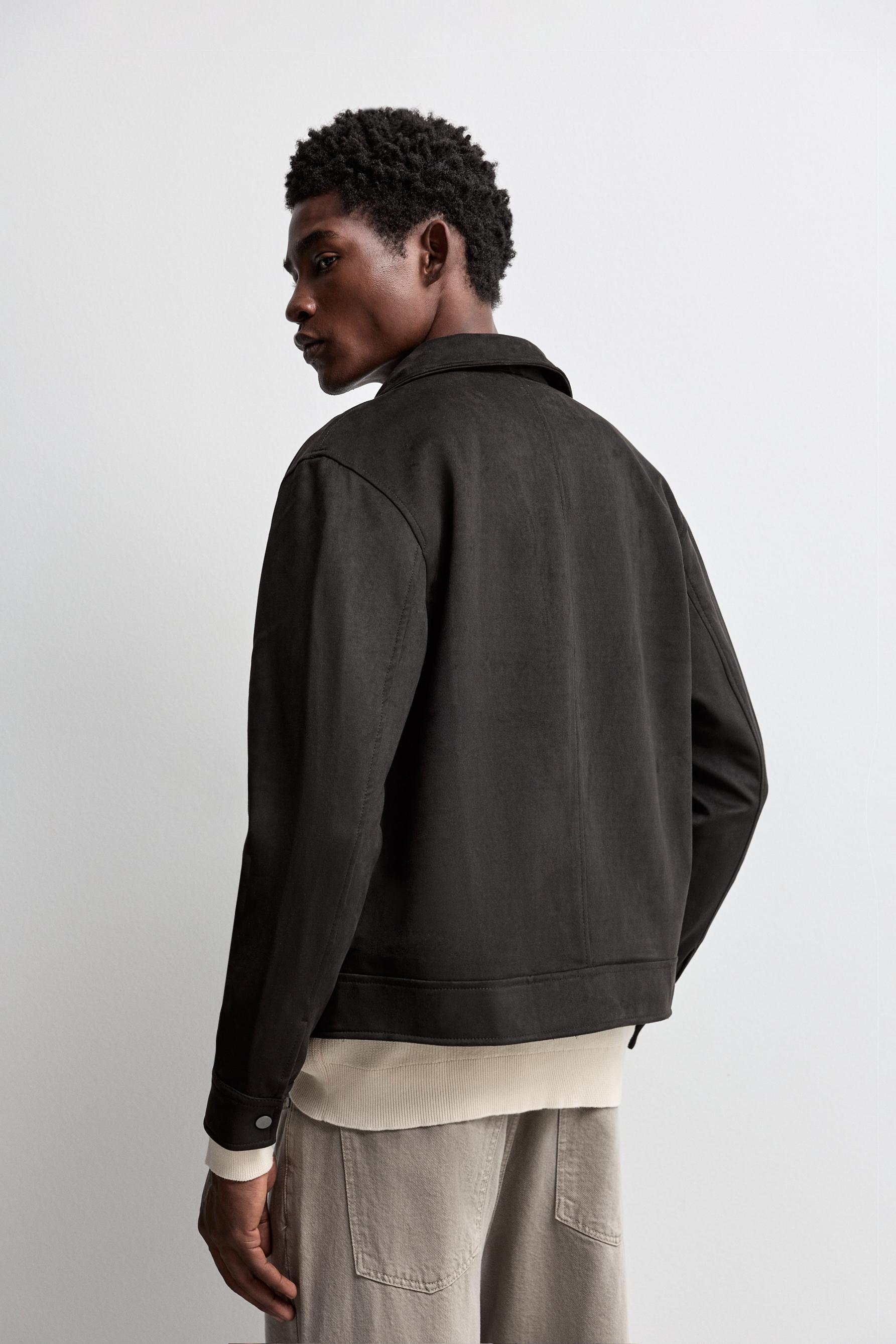 Faux suede jacket — BLACK