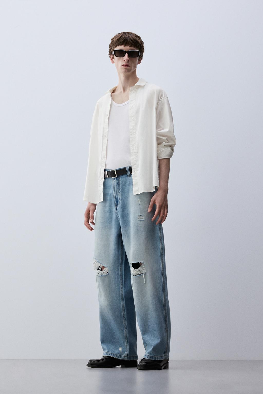 Jeans super baggy rasgões