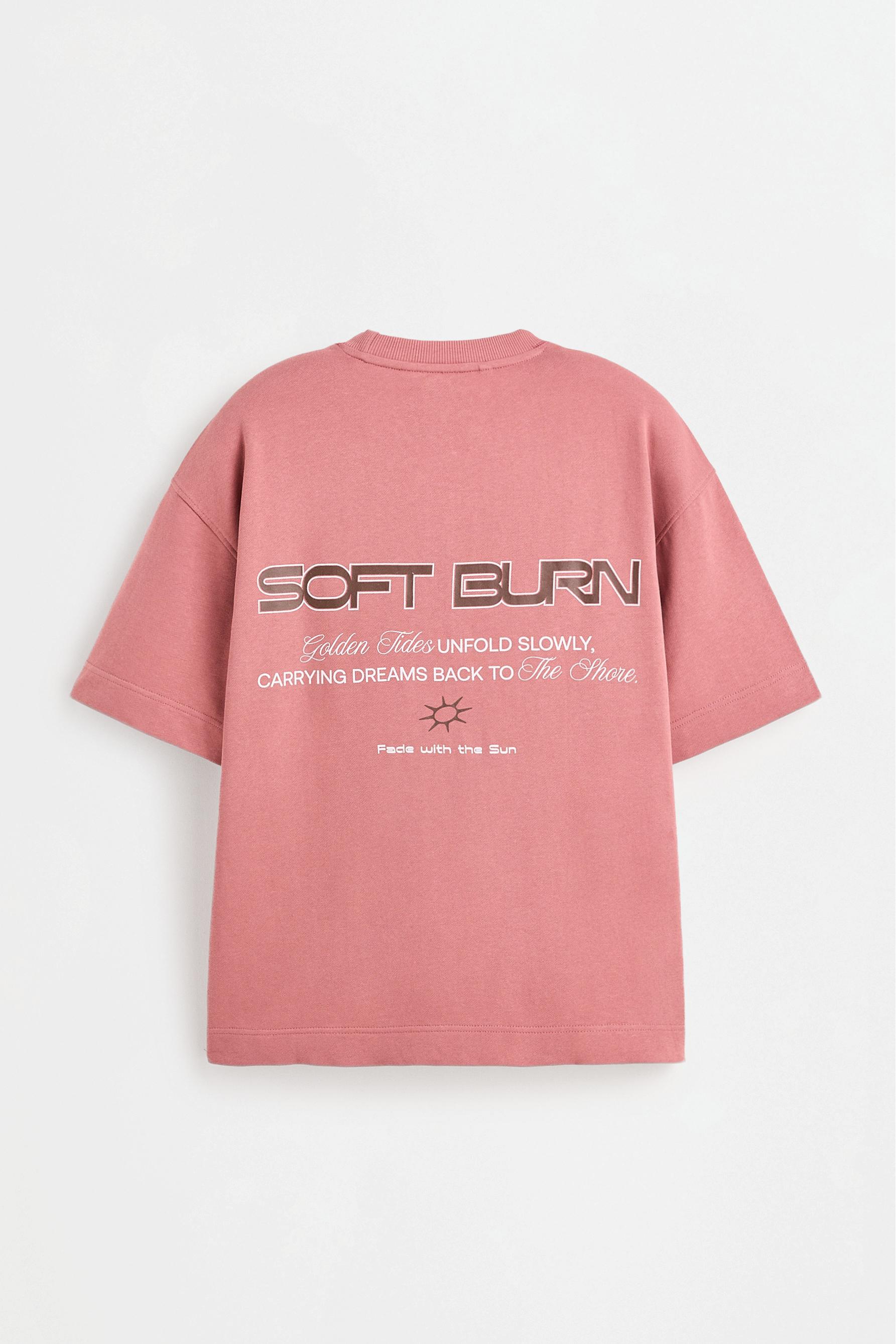 Short sleeve printed sweatshirt — BRIGHT CORAL