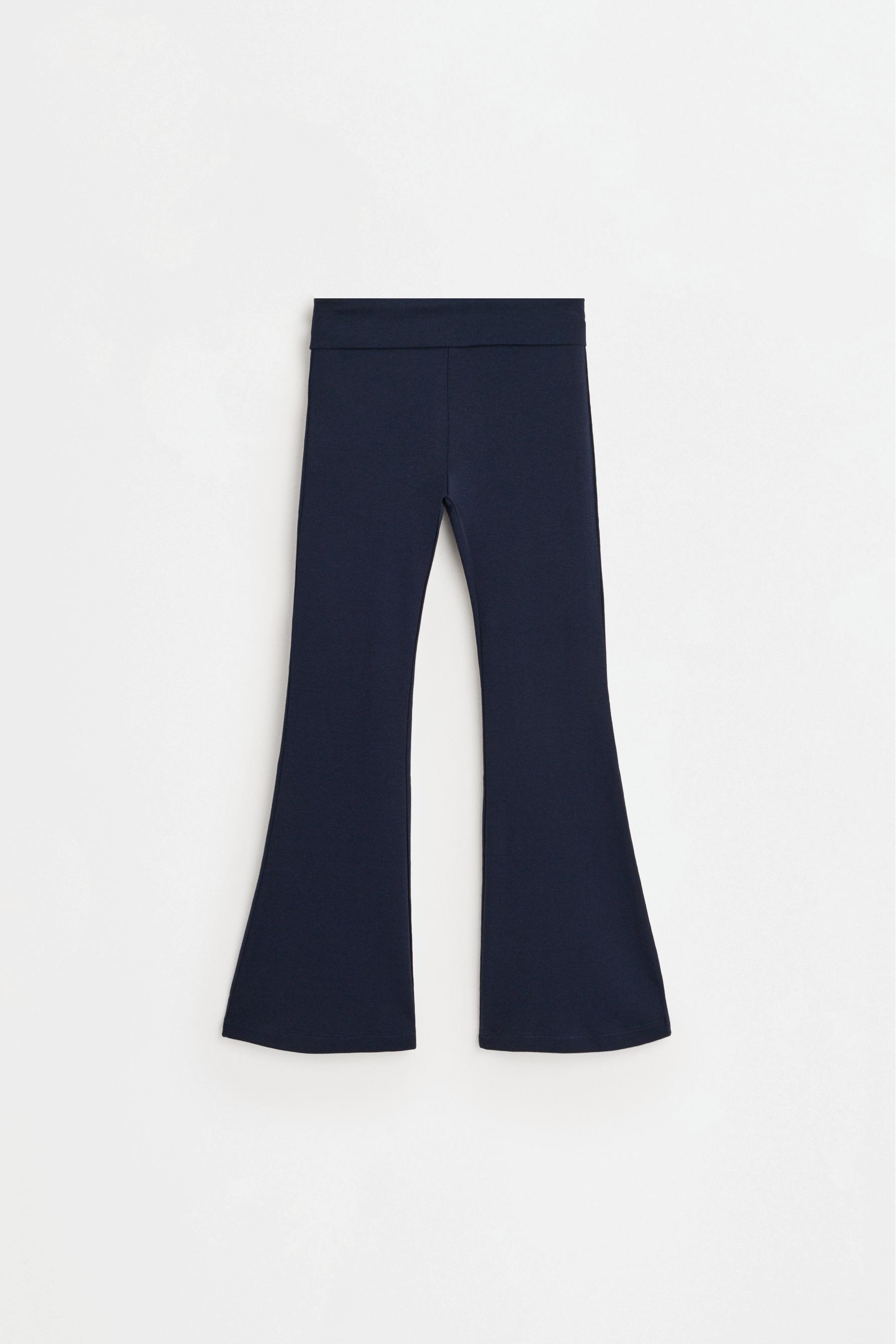 Bell bottom leggings with fold-over waist — NAVY
