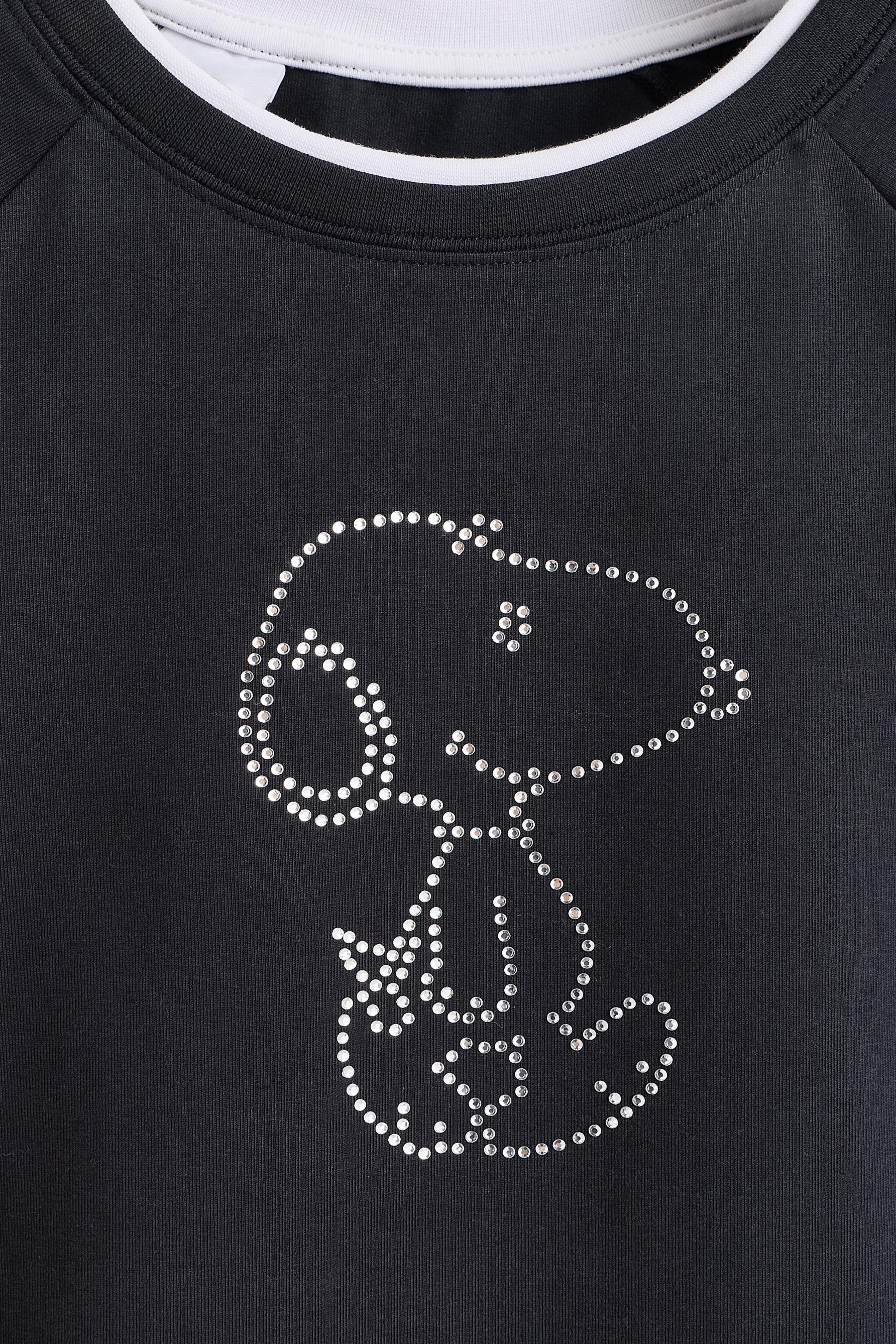 Snoopy Peanuts™ raglan sleeve T-shirt — BLACK